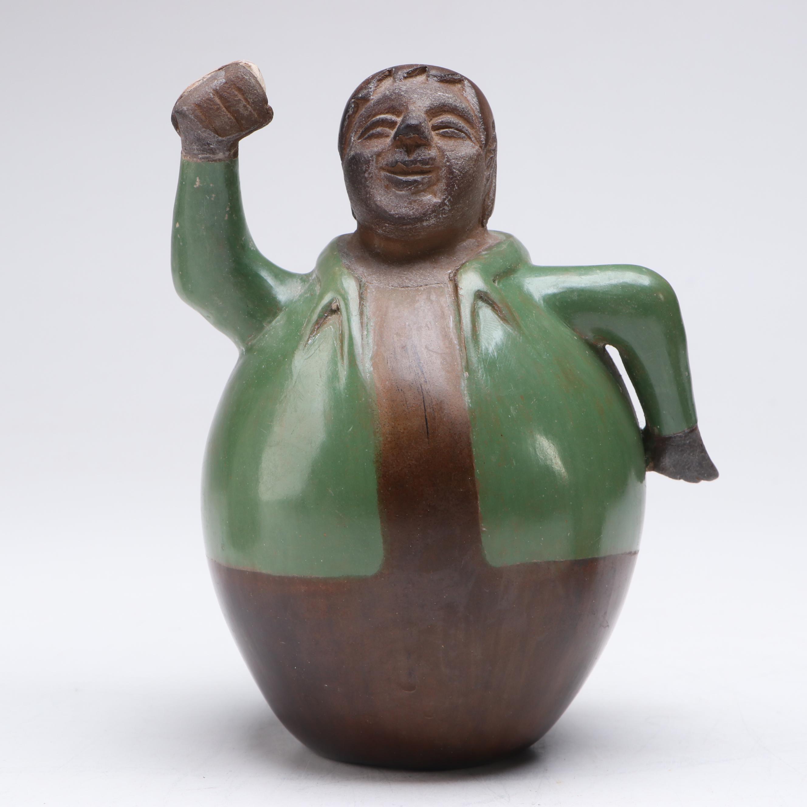 Peruvian Chulucanas Dancing Man and Woman Figurines