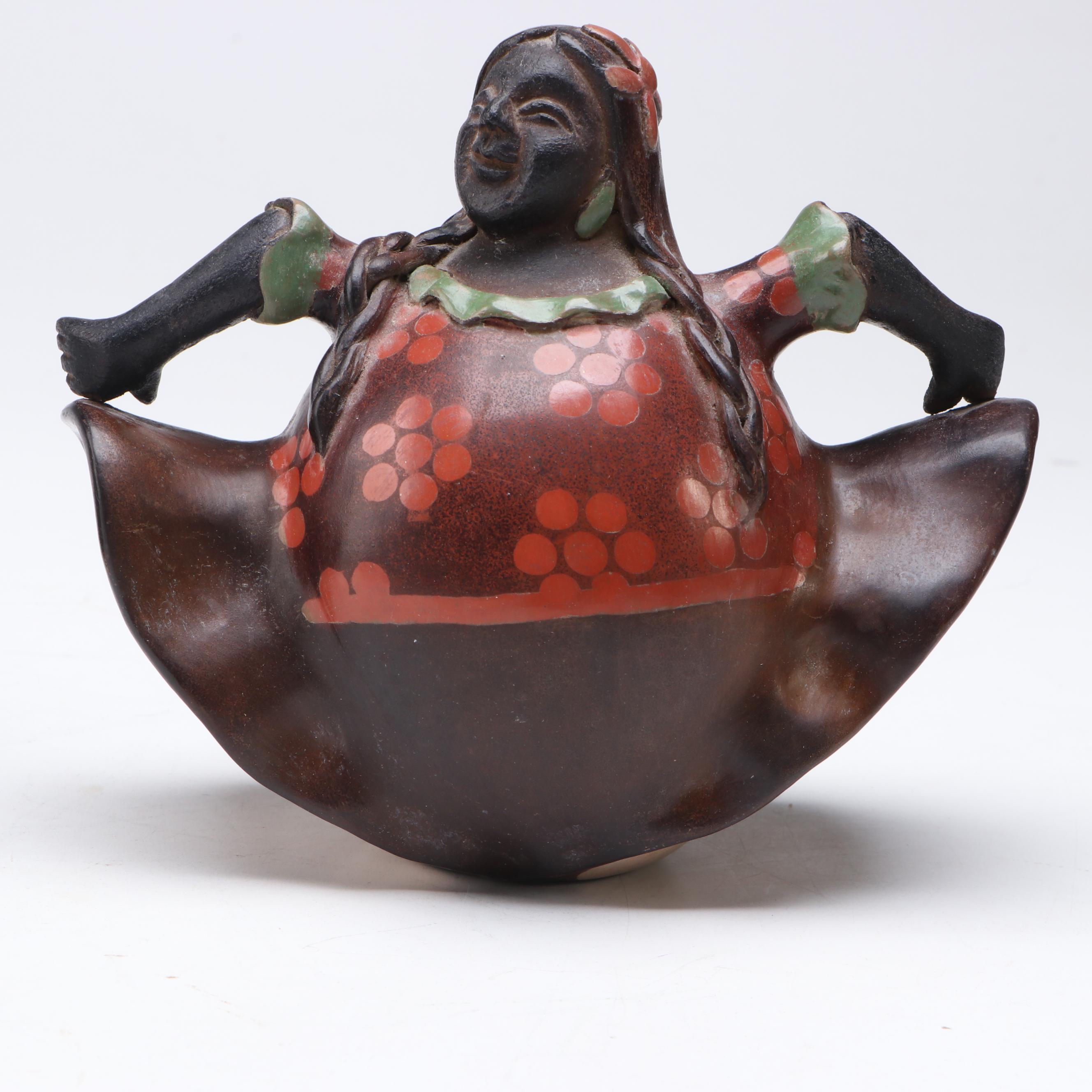 Peruvian Chulucanas Dancing Man and Woman Figurines