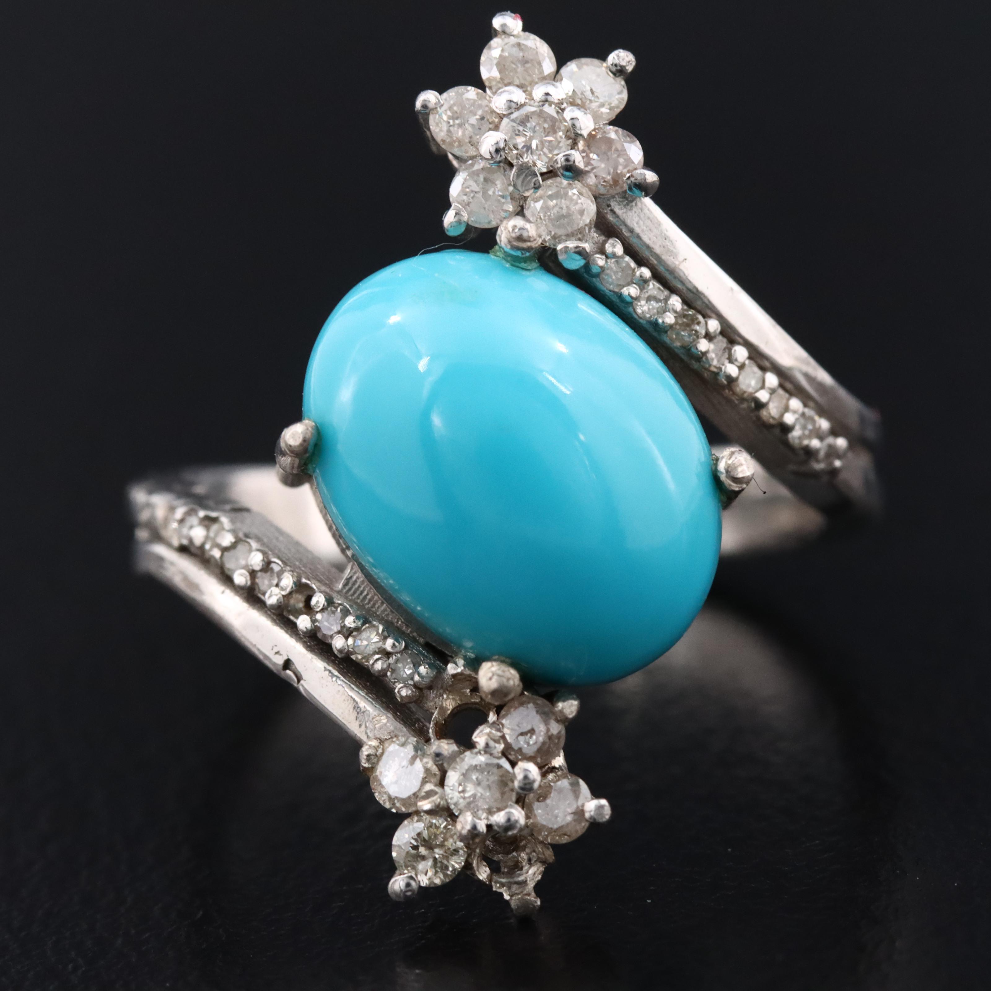 Sterling Turquoise and Diamond Ring