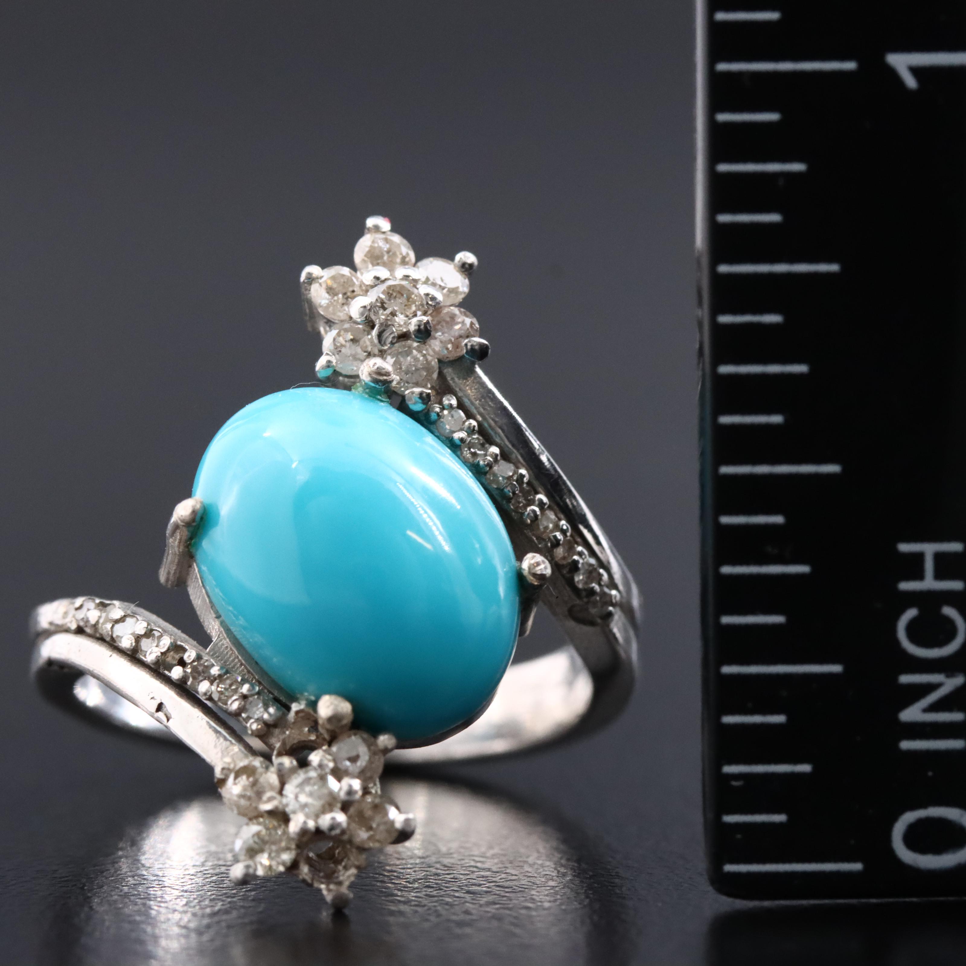 Sterling Turquoise and Diamond Ring