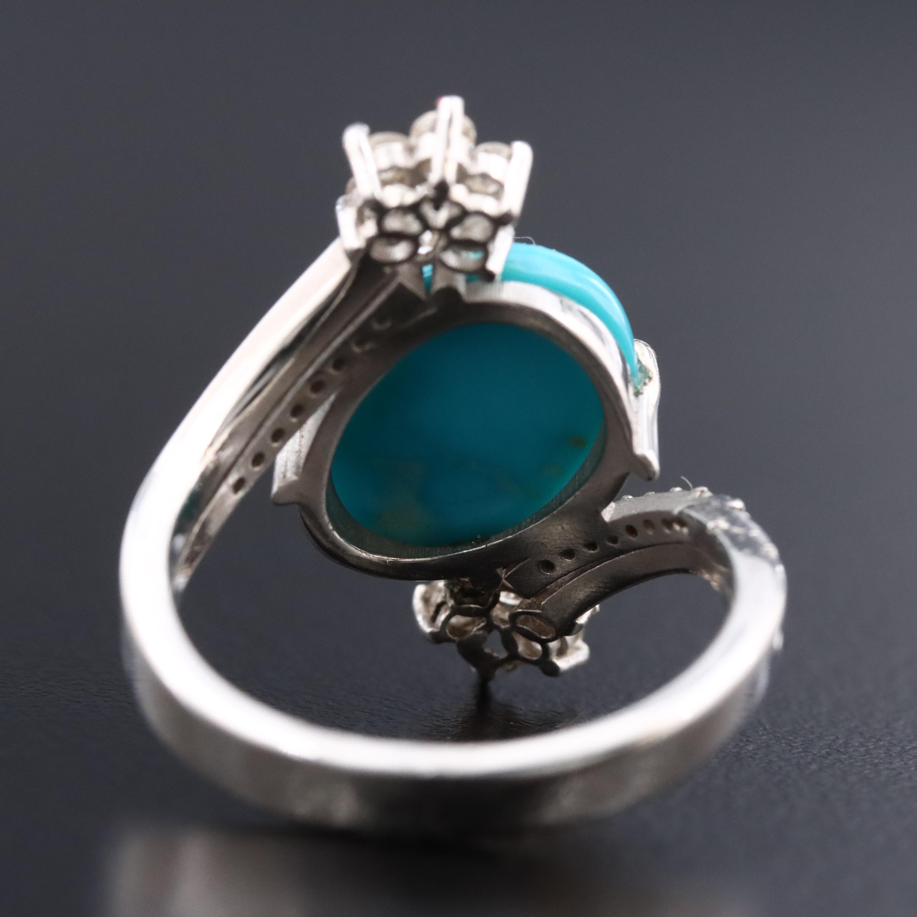 Sterling Turquoise and Diamond Ring
