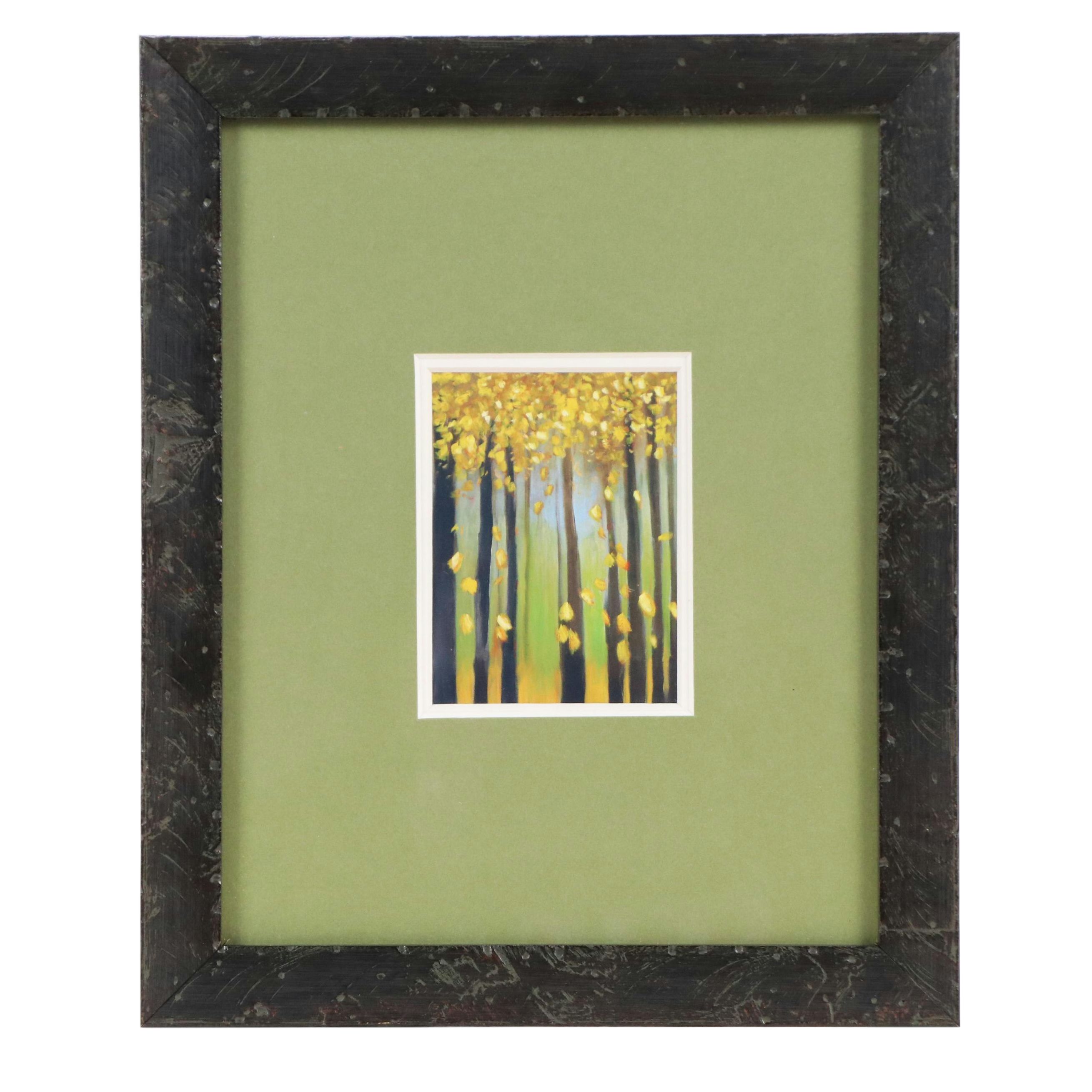 Framed Offset Lithographs of Forest Art, Late 20th Century