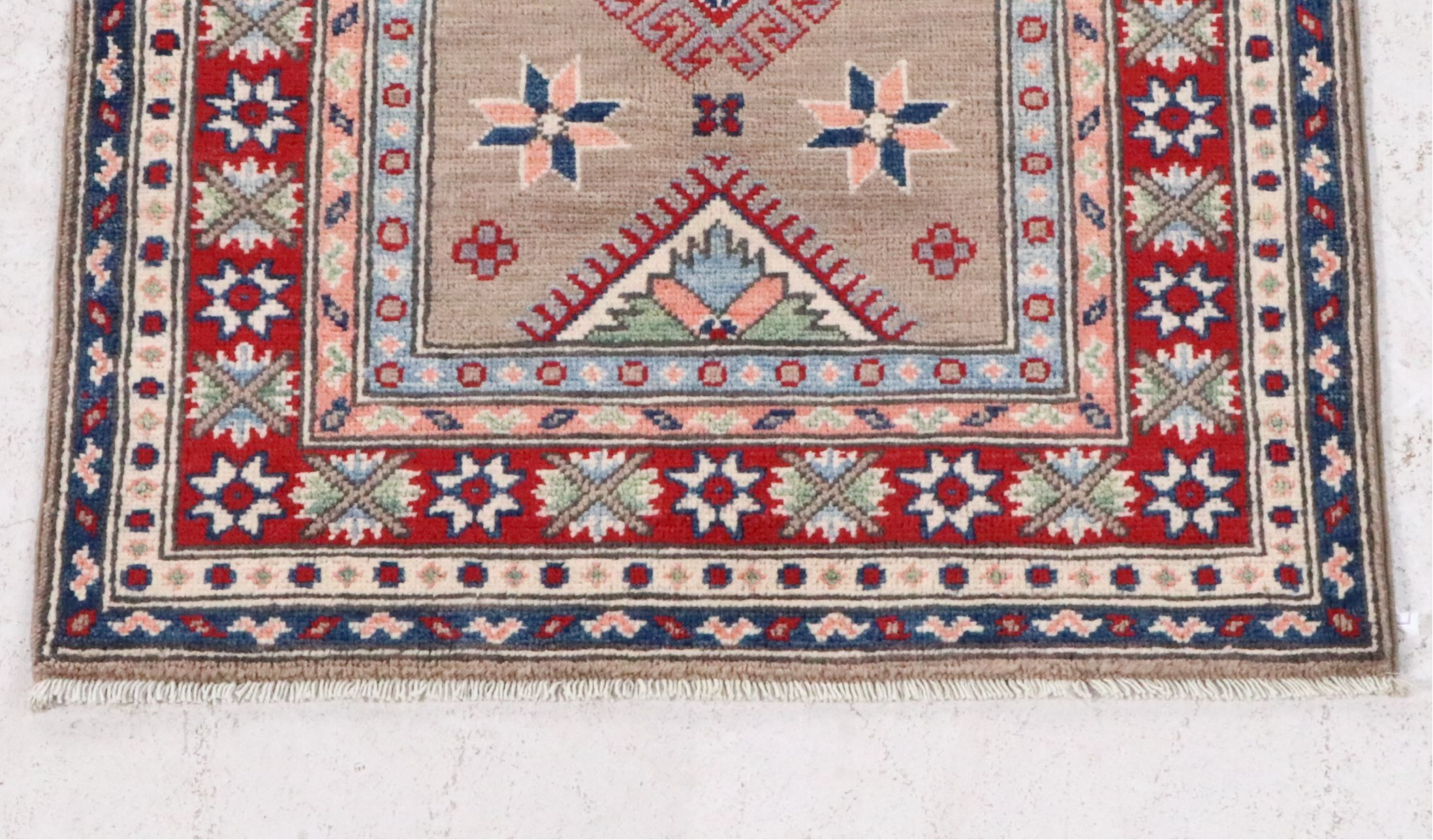 2'9 x 9'8 Hand-Knotted Afghan Kazak Carpet Runner