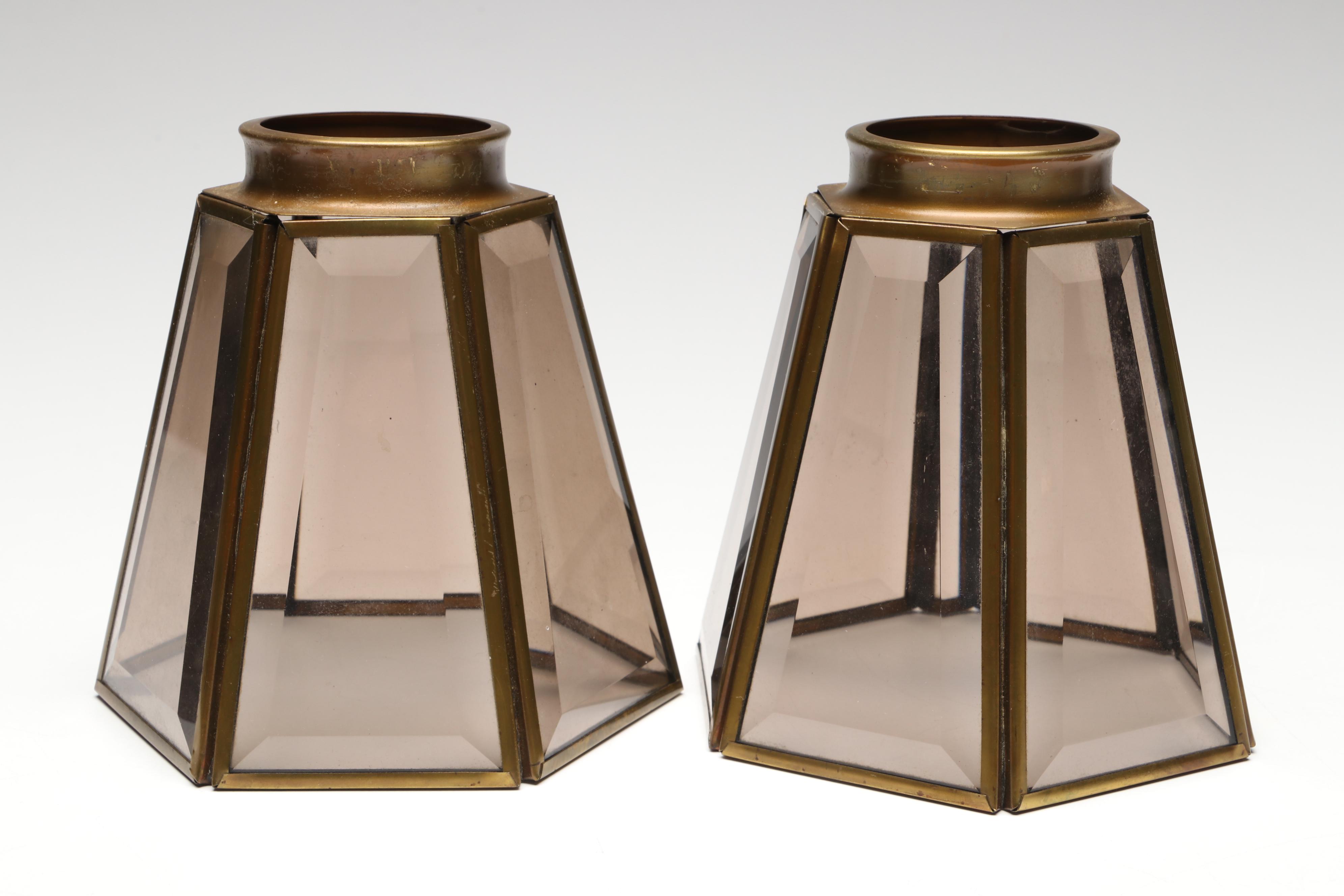 Brass Finish Other Paneled Antique Style Glass Light Shades