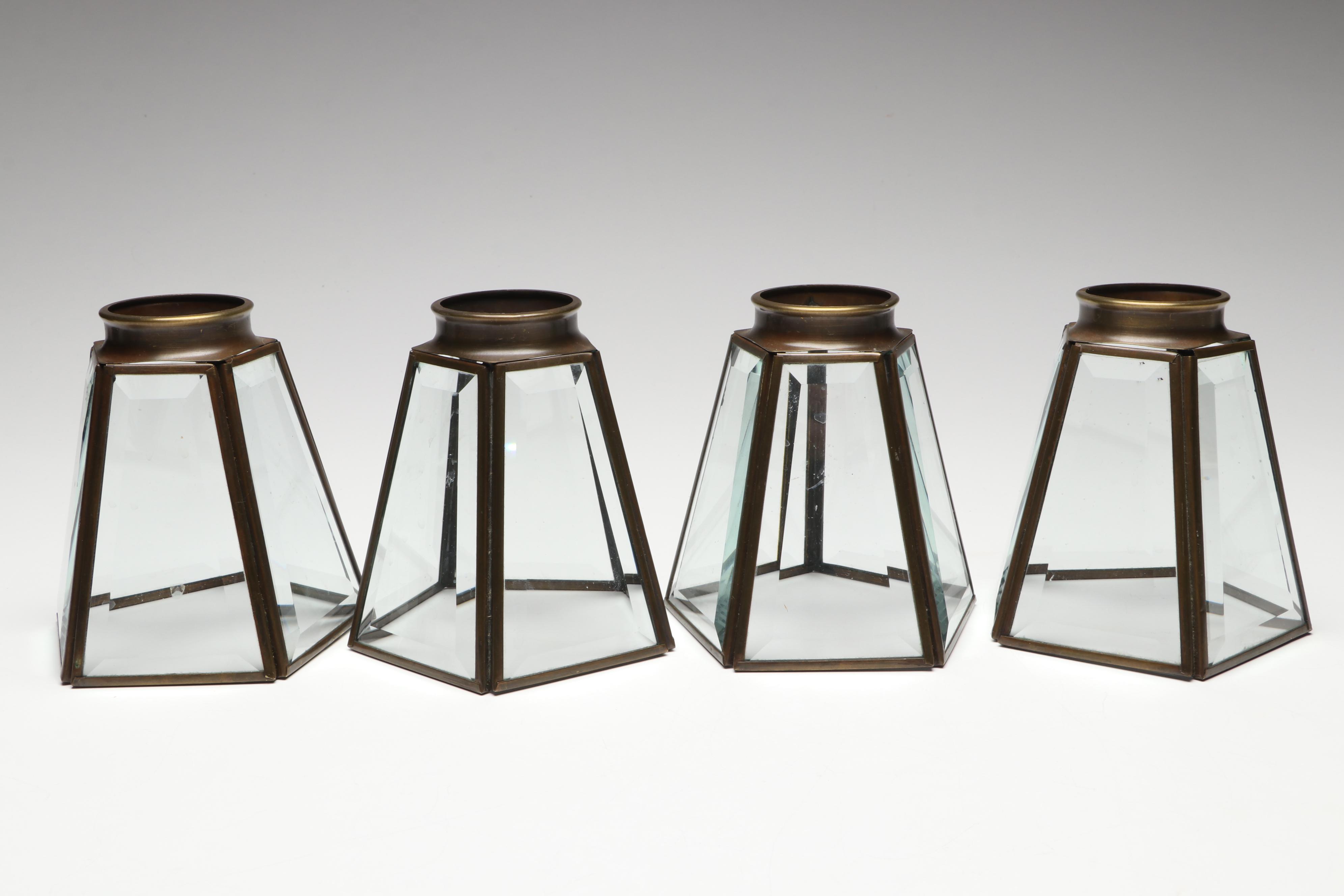 Brass Finish Other Paneled Antique Style Glass Light Shades