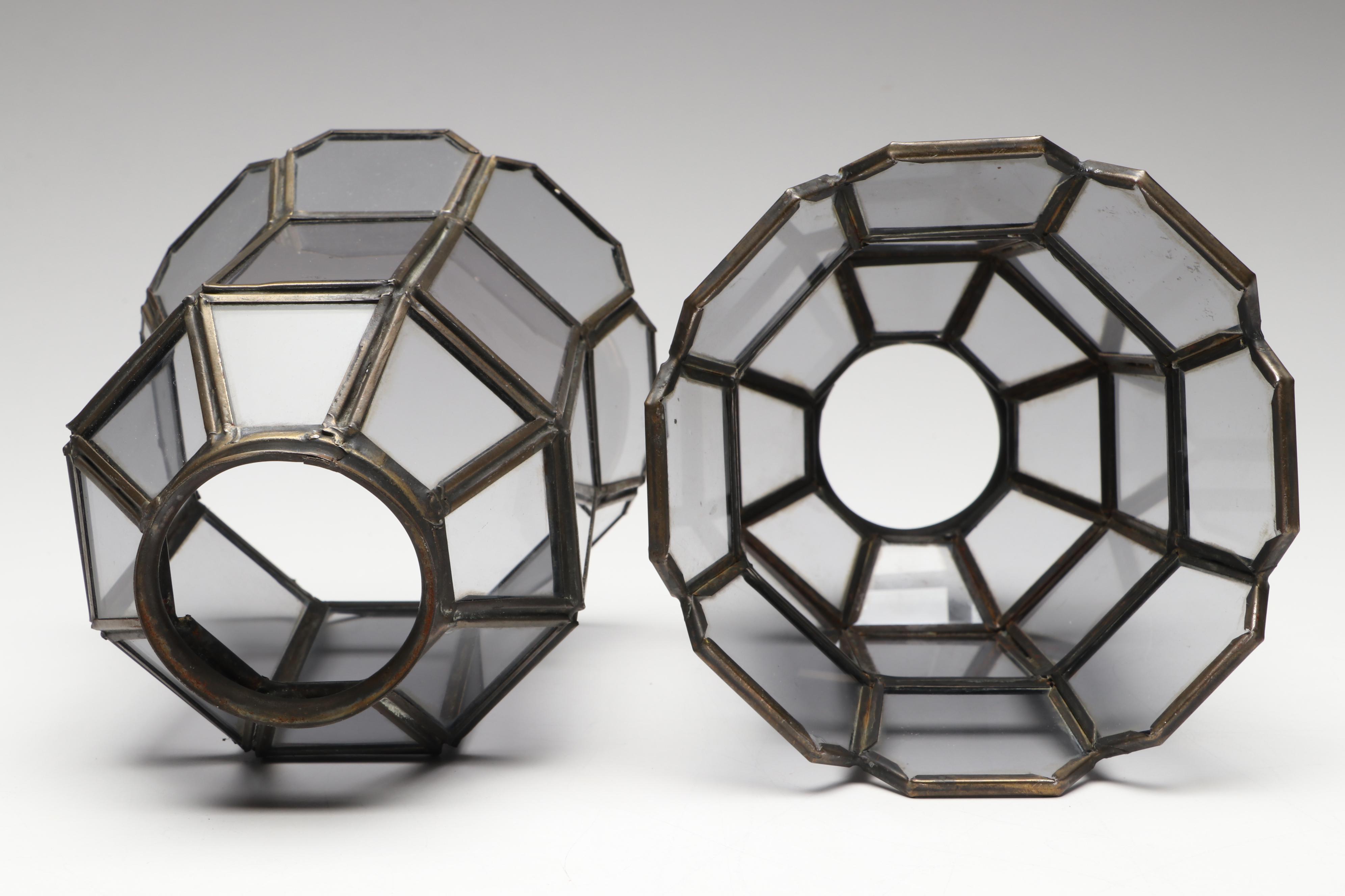 Brass Finish Other Paneled Antique Style Glass Light Shades