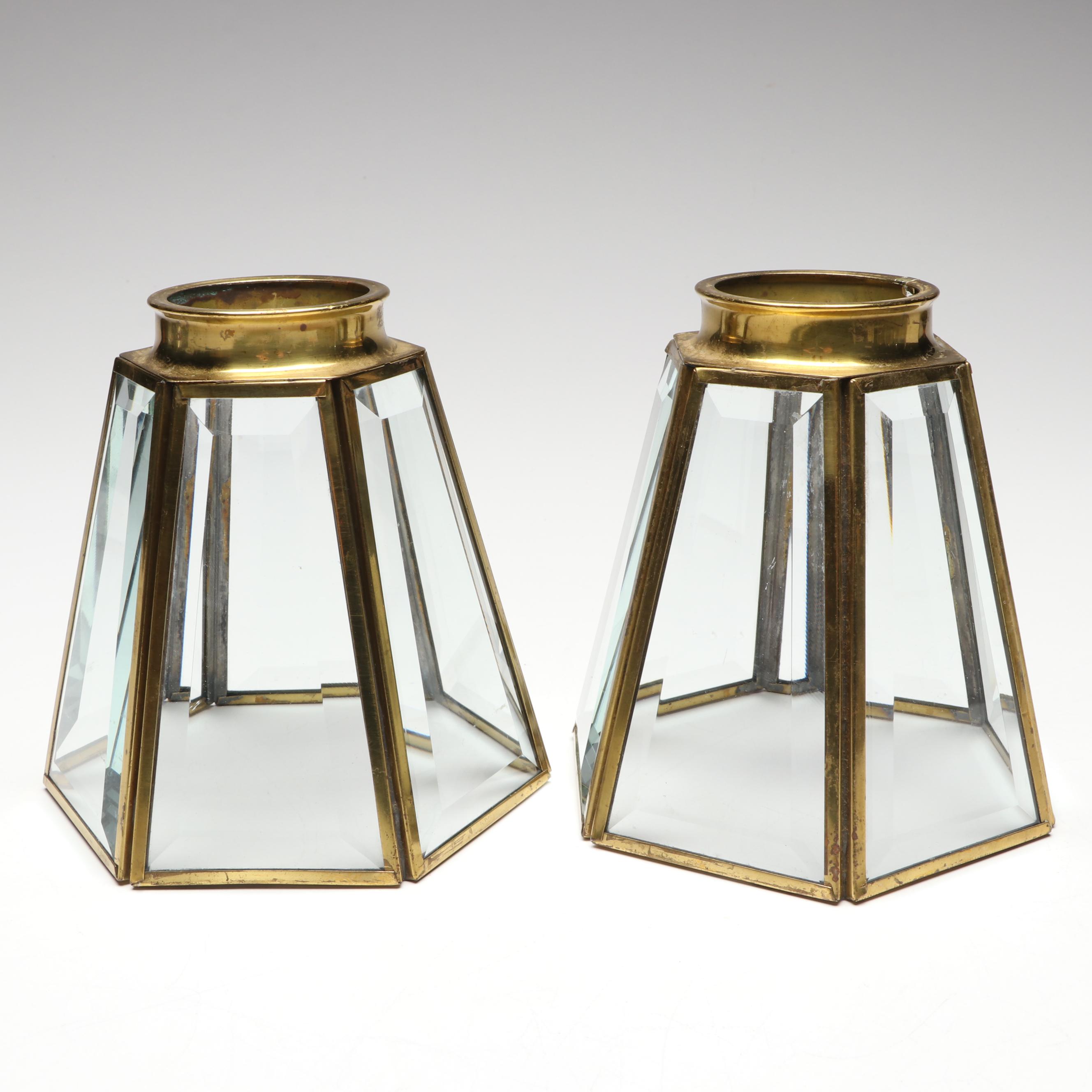 Brass Finish Other Paneled Antique Style Glass Light Shades