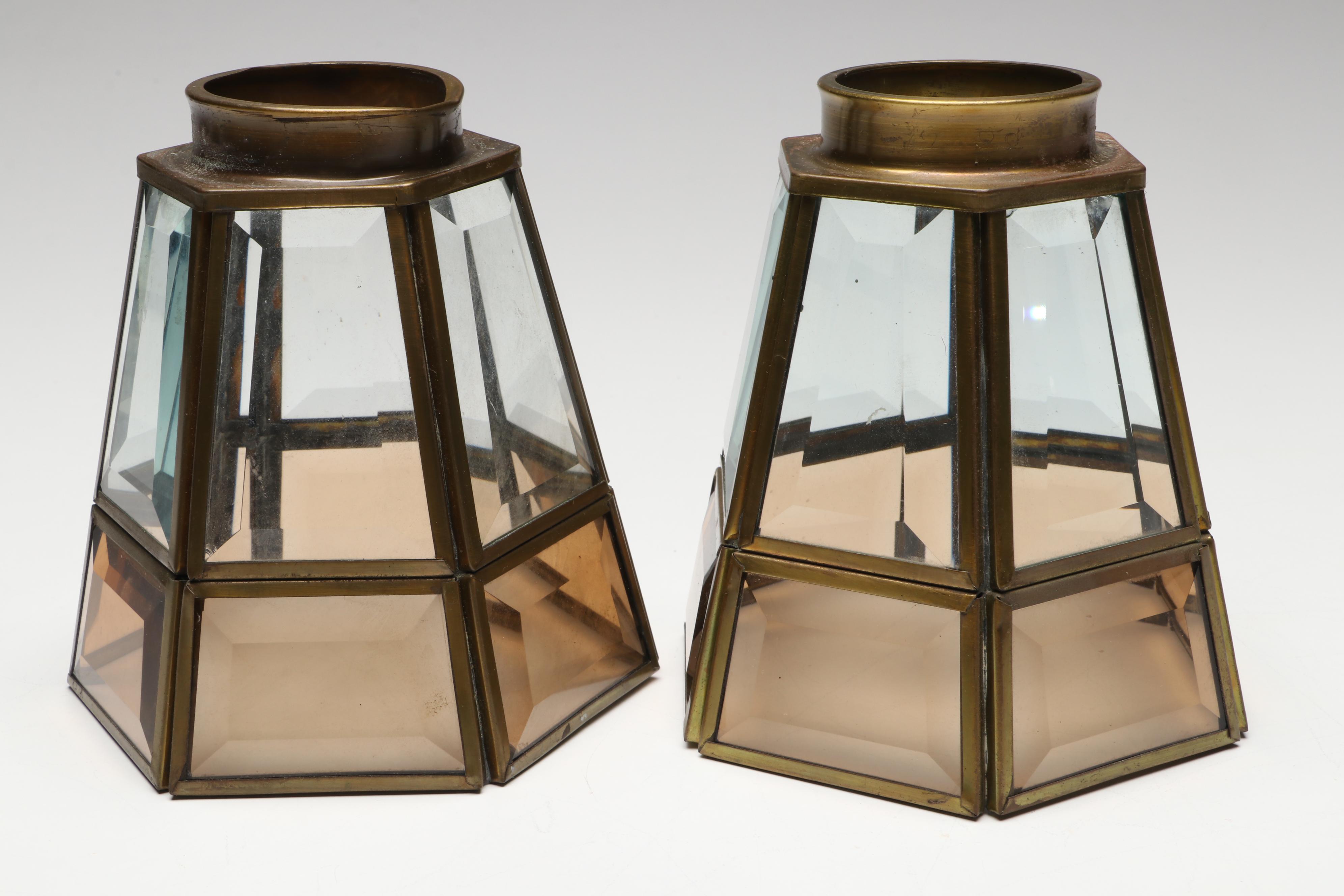 Brass Finish Other Paneled Antique Style Glass Light Shades