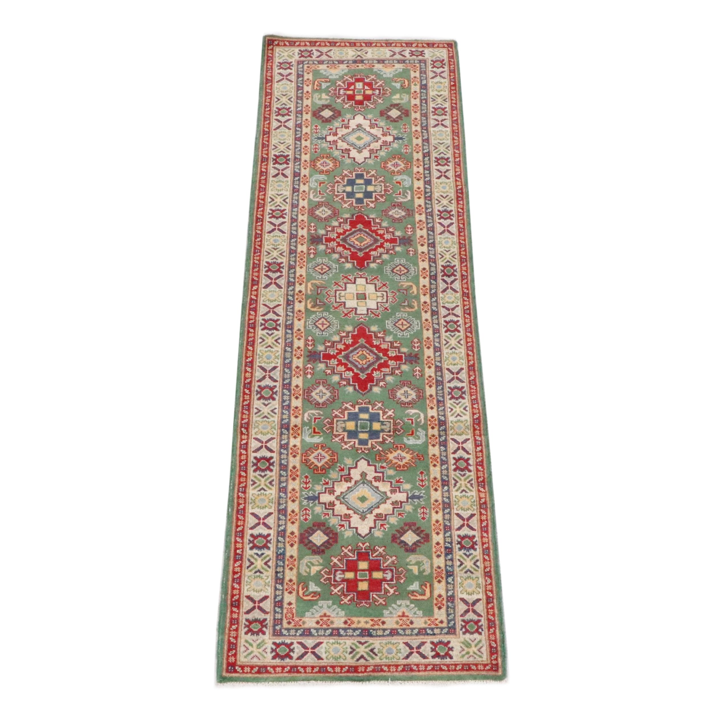 2'8 x 9'4 Hand-Knotted Afghan Kazak Carpet Runner