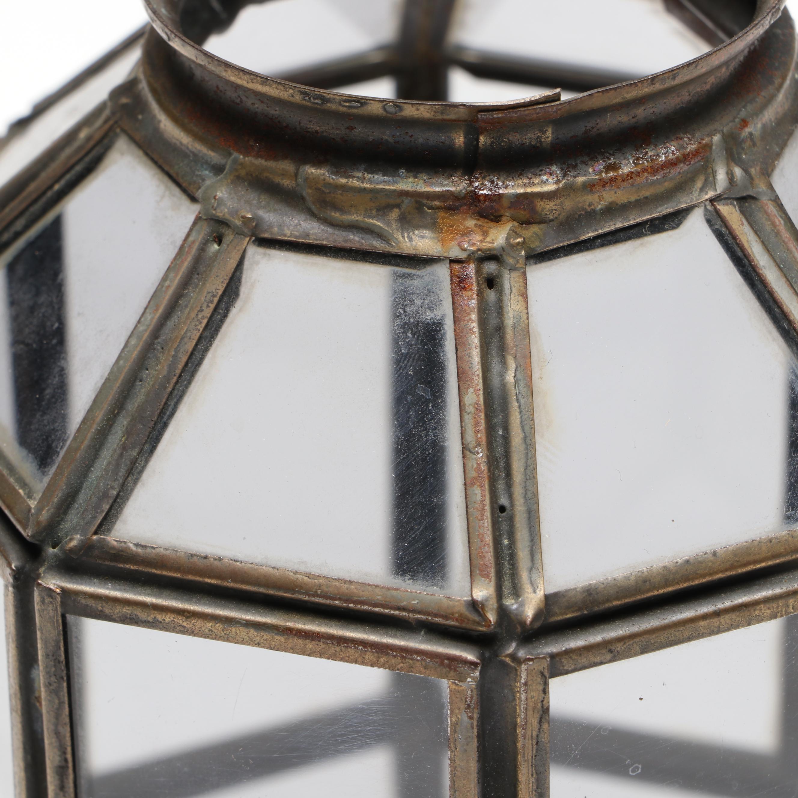 Brass Finish Other Paneled Antique Style Glass Light Shades