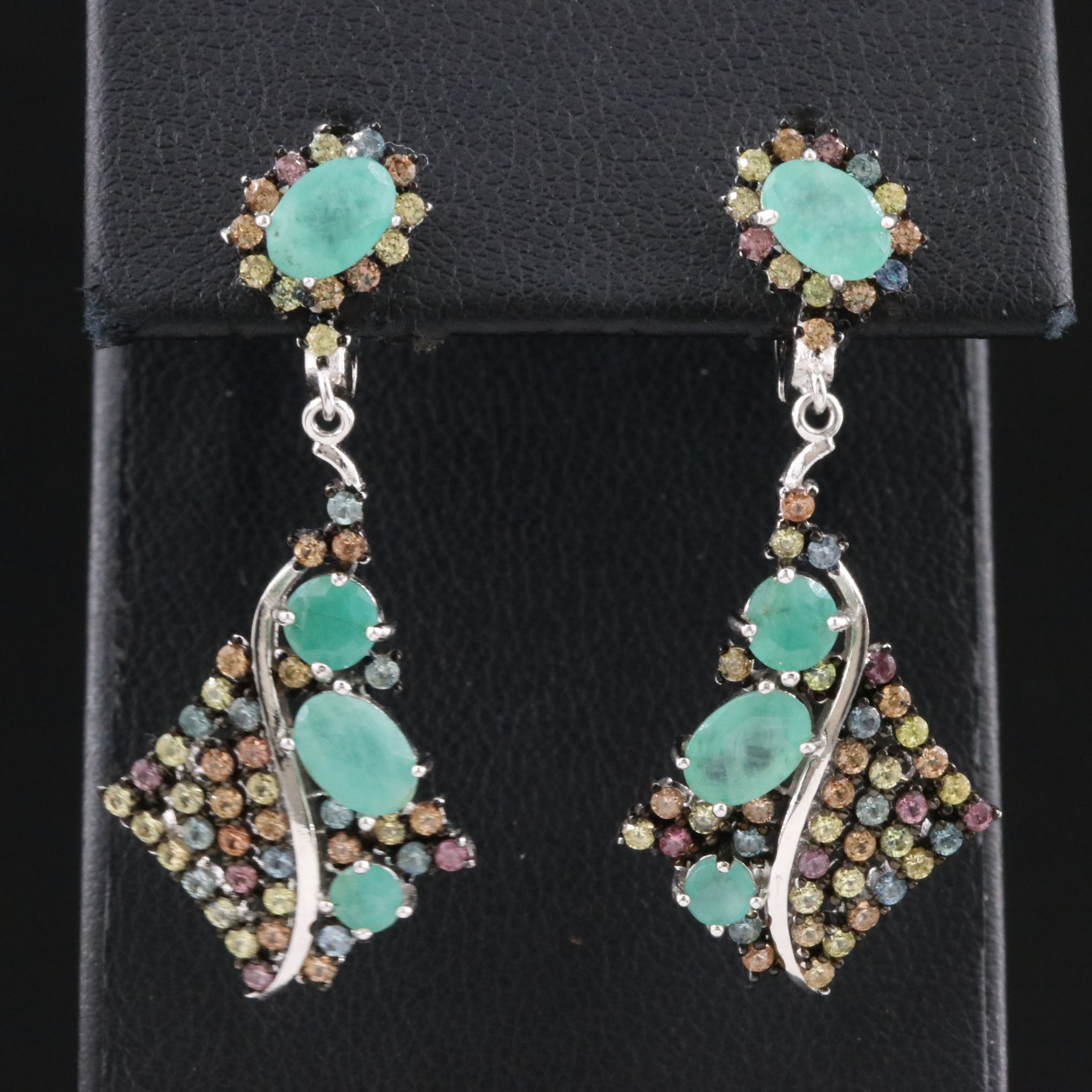 Sterling Emerald and Sapphire Earrings