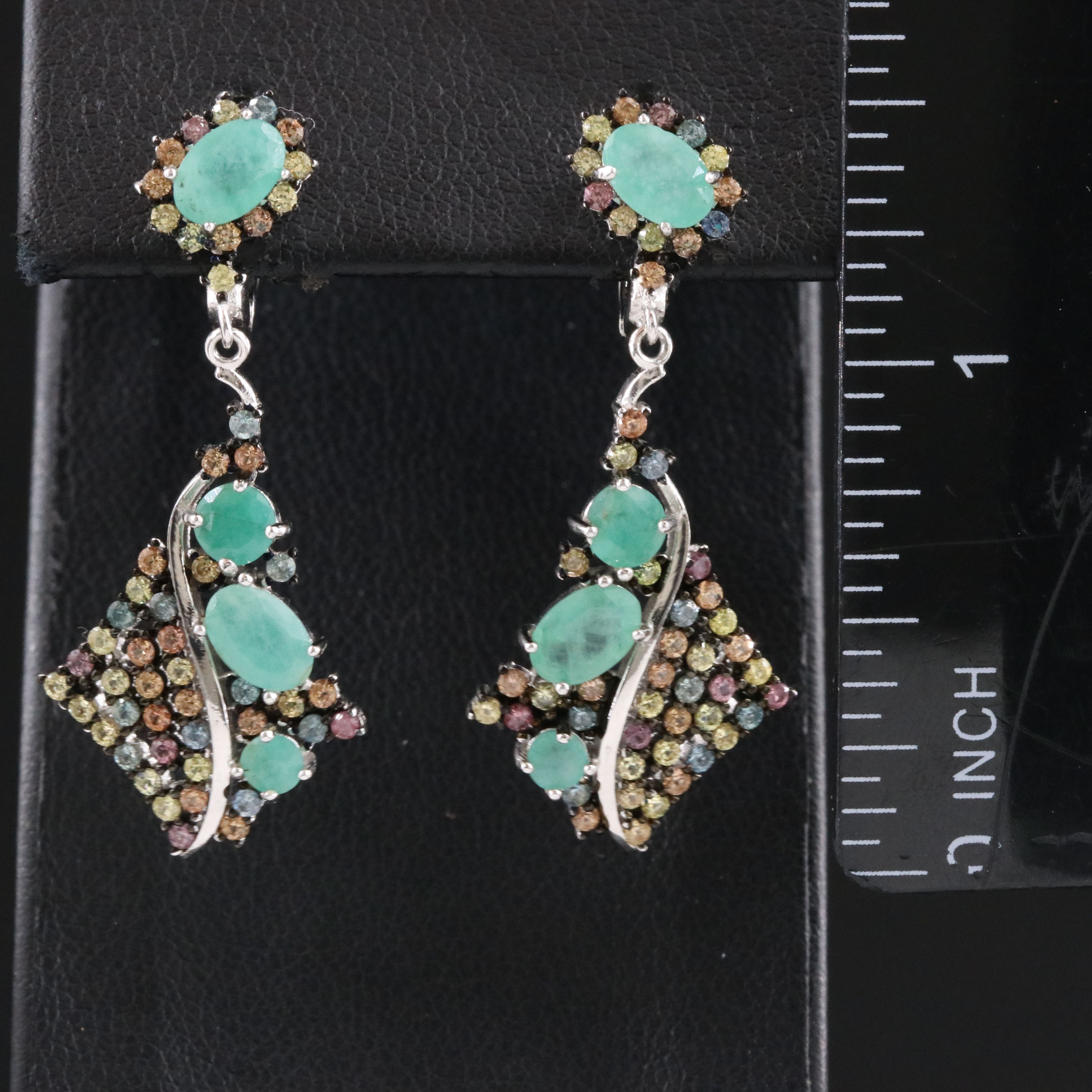 Sterling Emerald and Sapphire Earrings