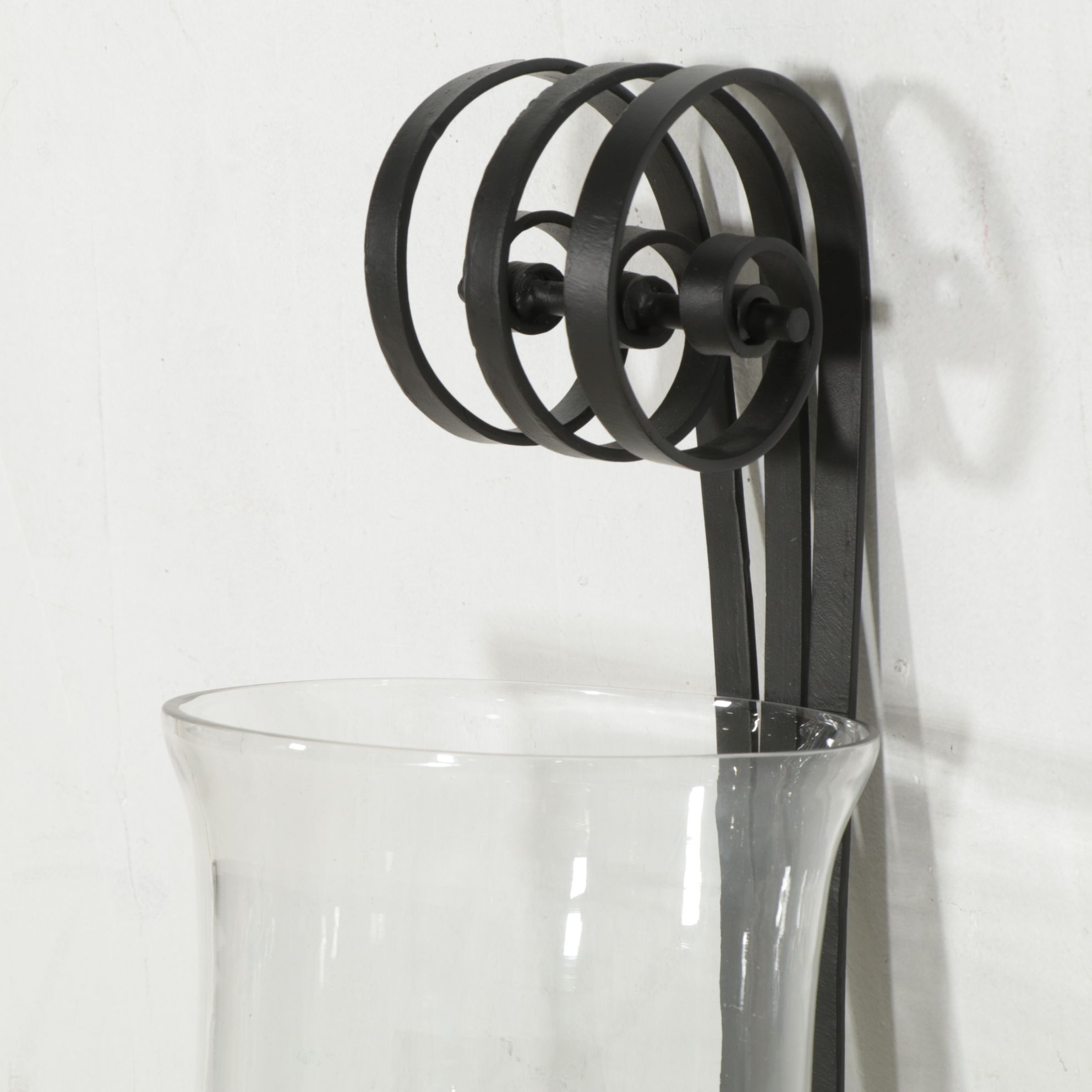 Wrought Iron Scrollwork Hurricane Wall Sconce