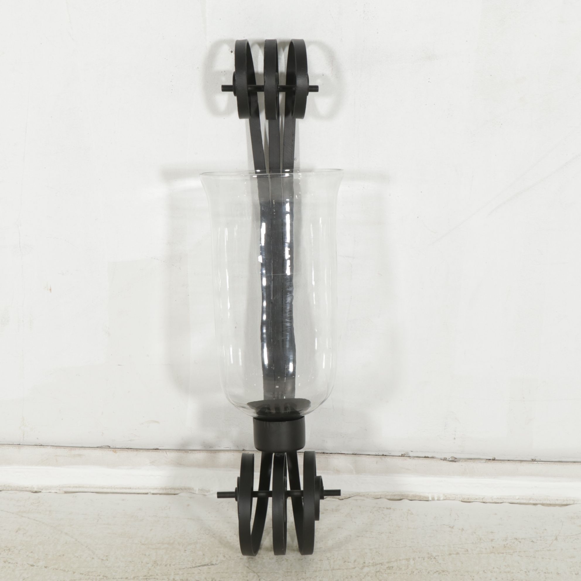 Wrought Iron Scrollwork Hurricane Wall Sconce