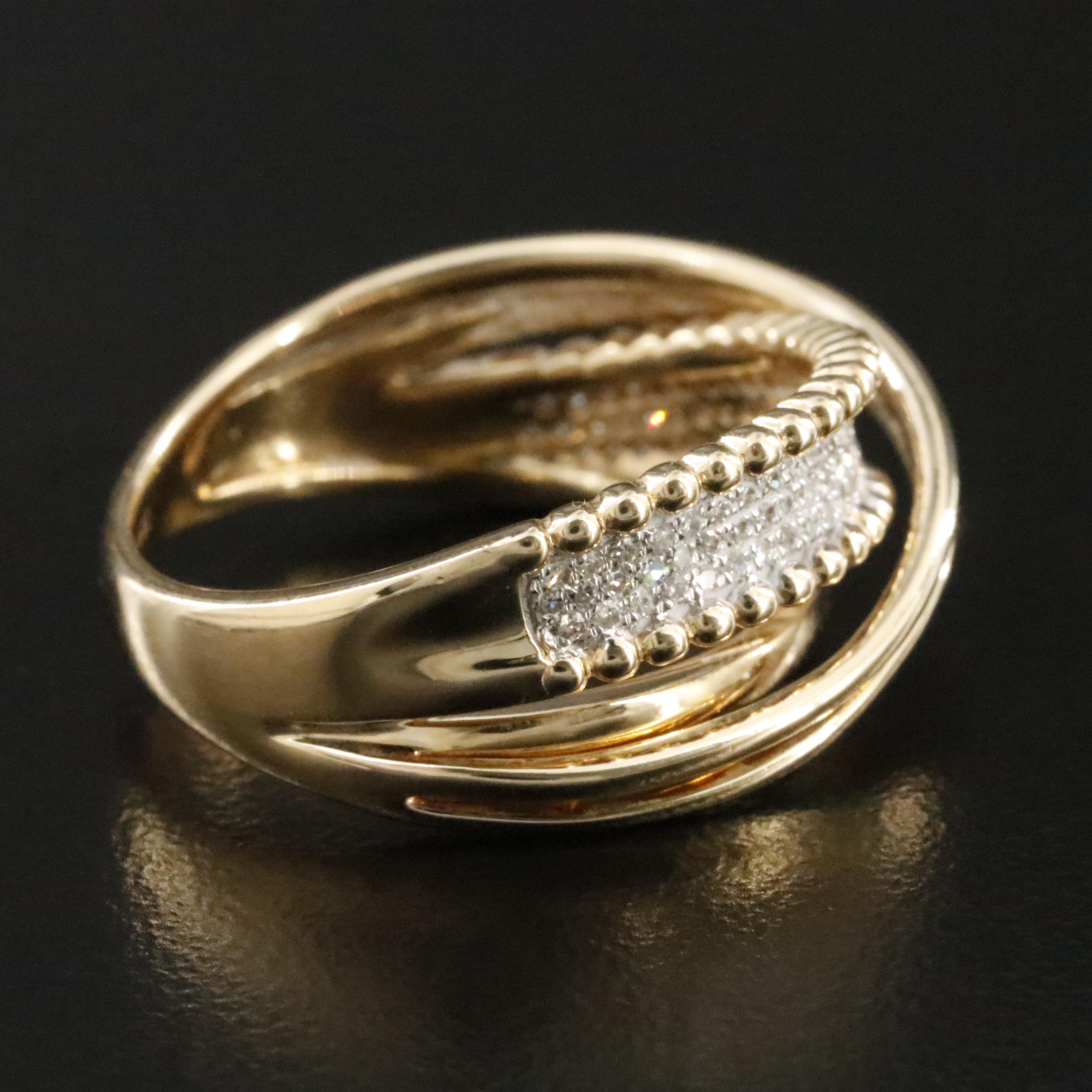 14K Pavé Diamond Crossover Ring