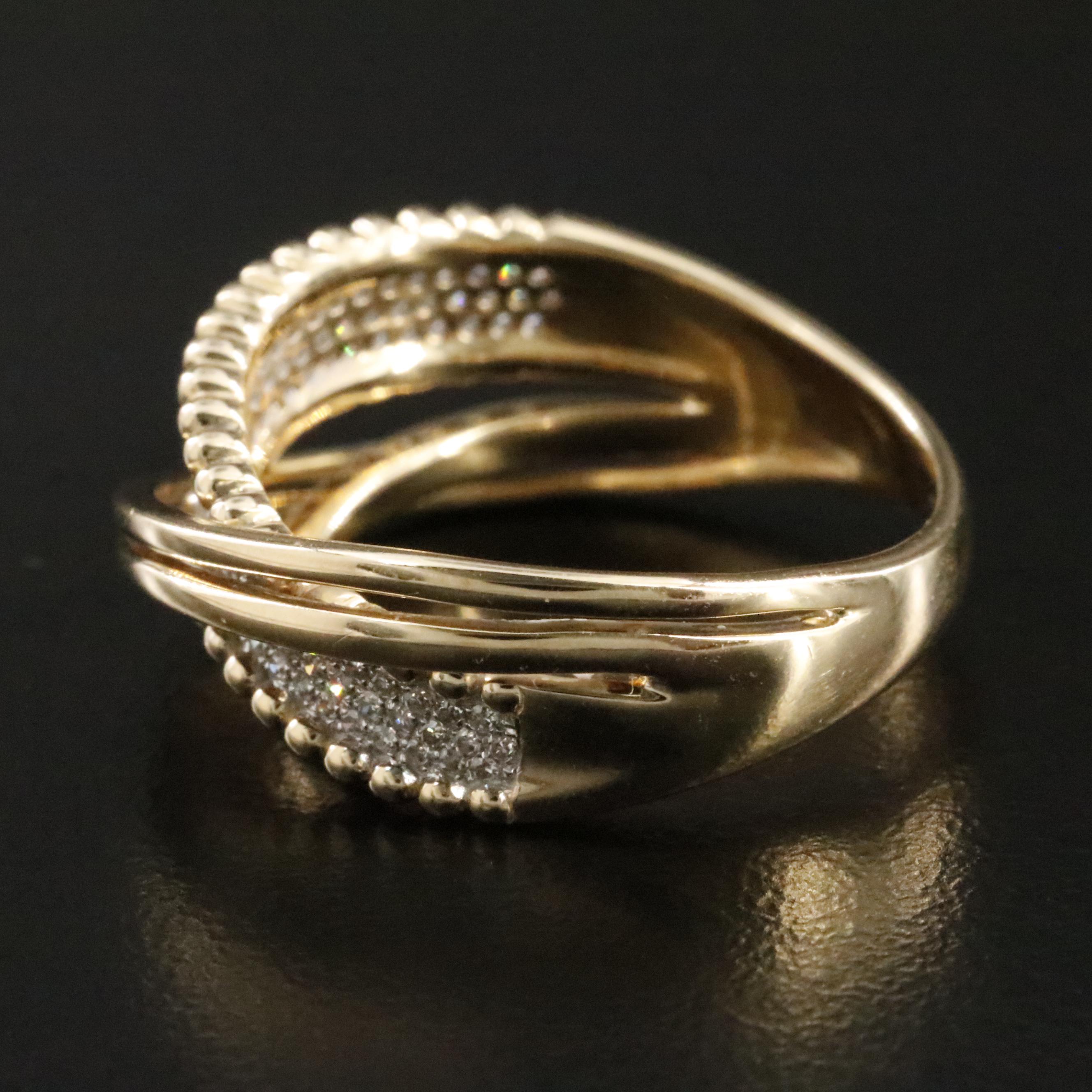 14K Pavé Diamond Crossover Ring