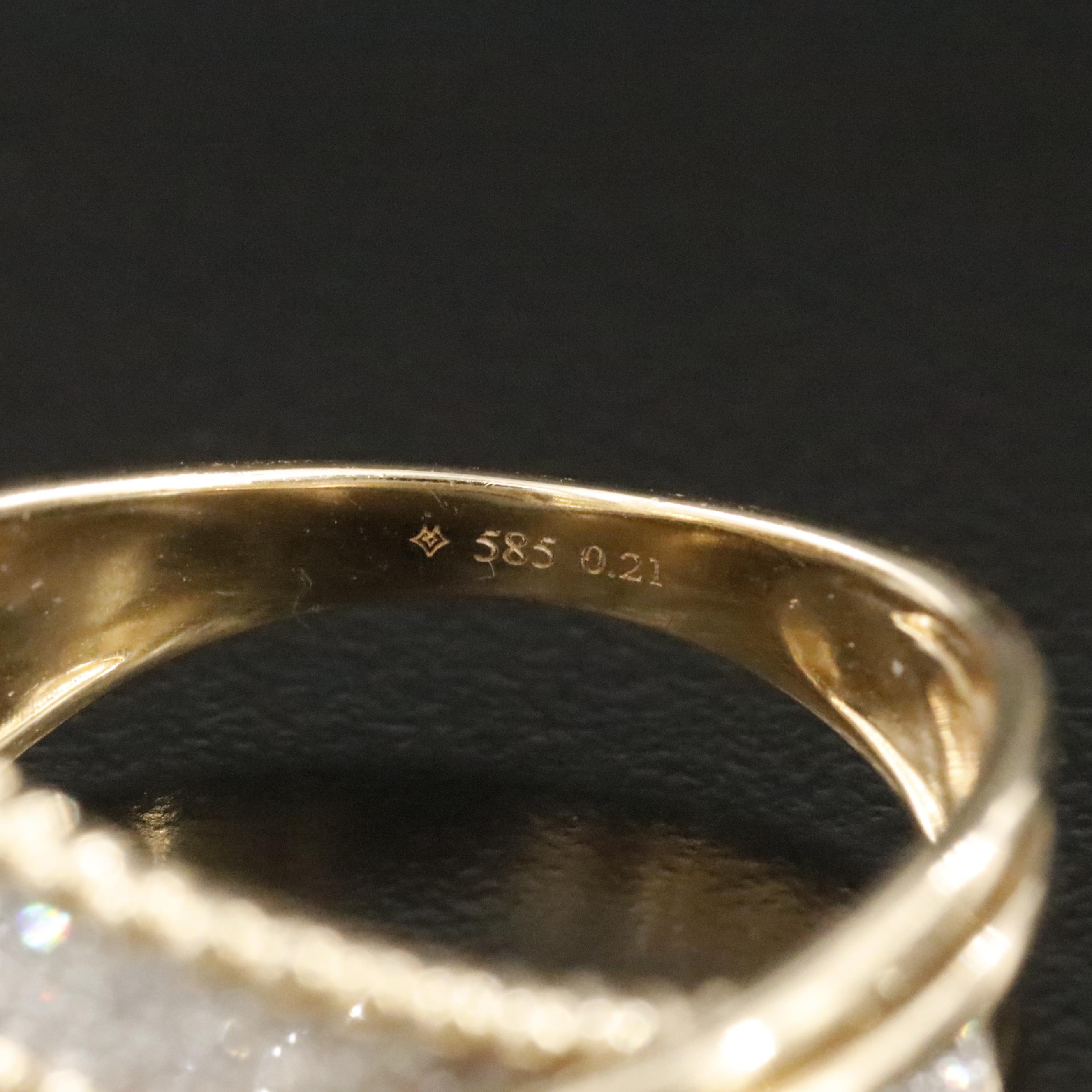 14K Pavé Diamond Crossover Ring