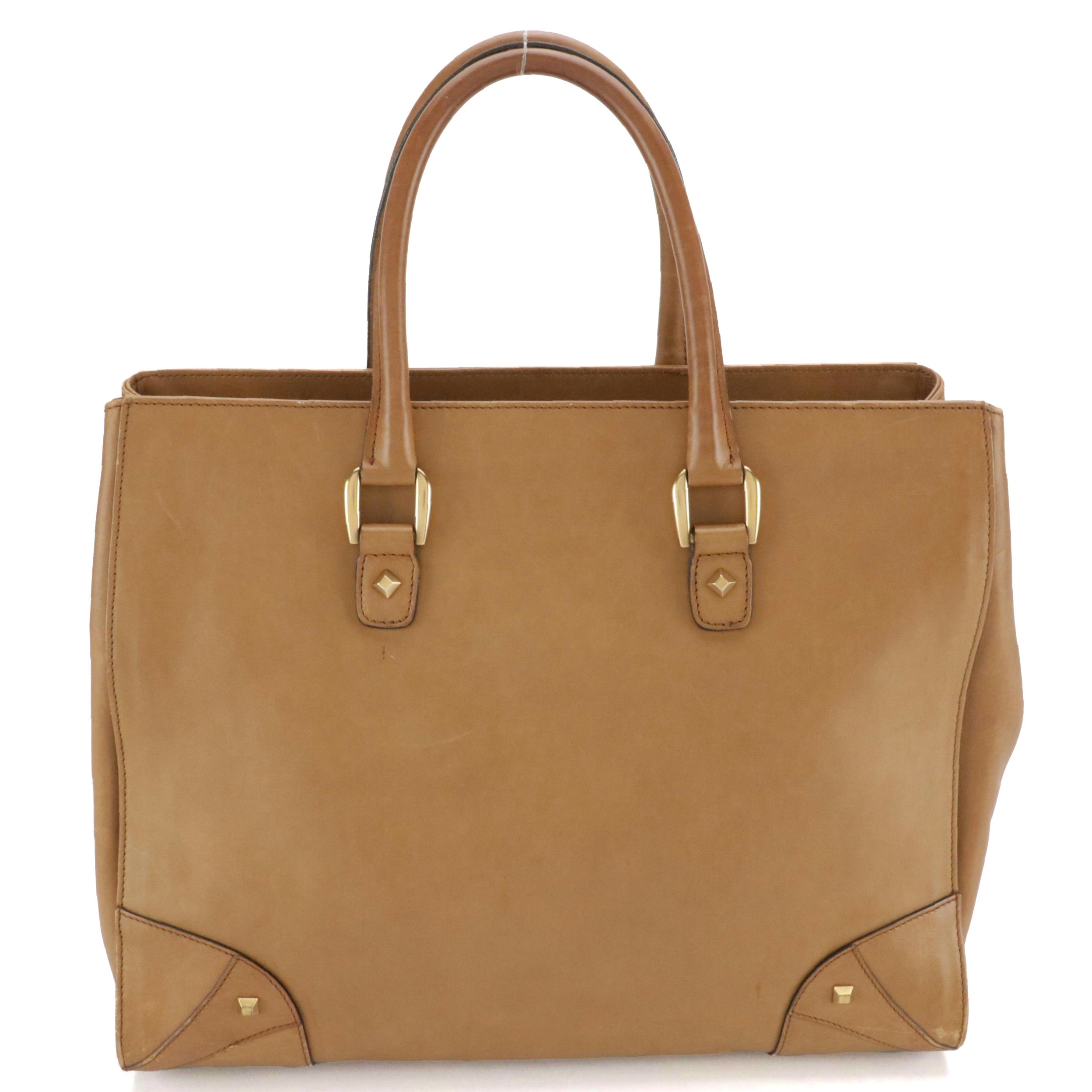 Gucci Nailhead Tote Bag in Tan Leather