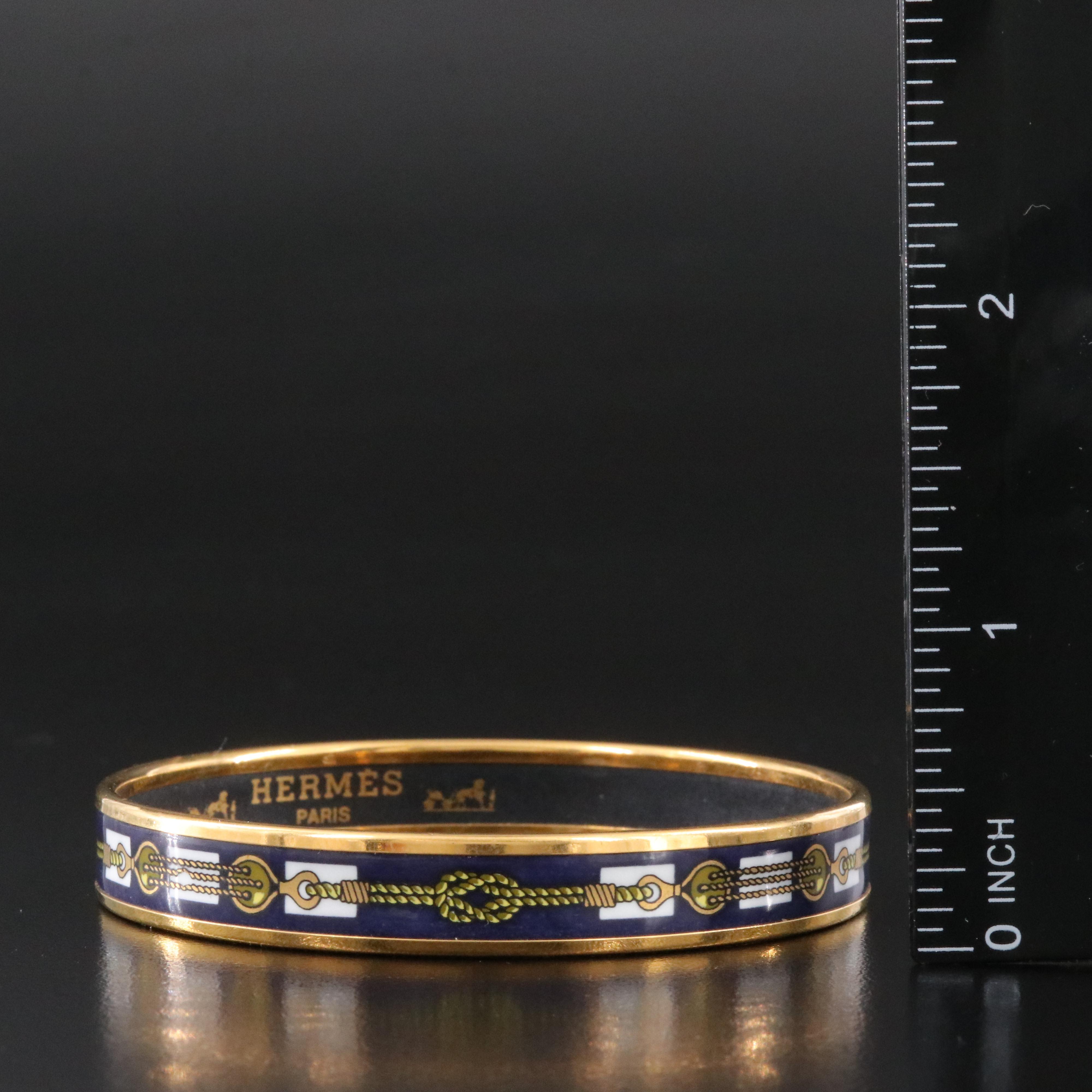 Hermès Rope Motif Narrow Enamel Bangle