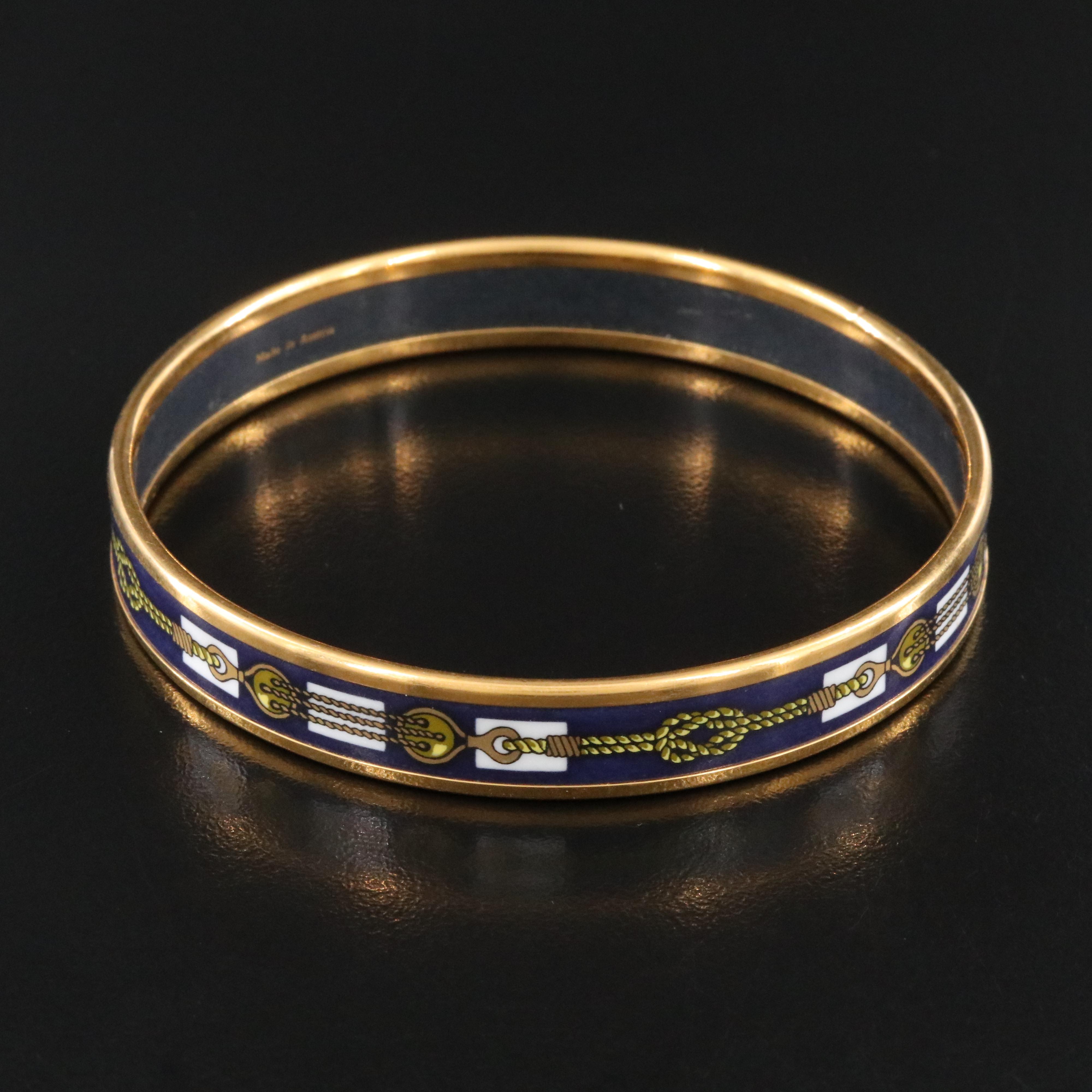 Hermès Rope Motif Narrow Enamel Bangle
