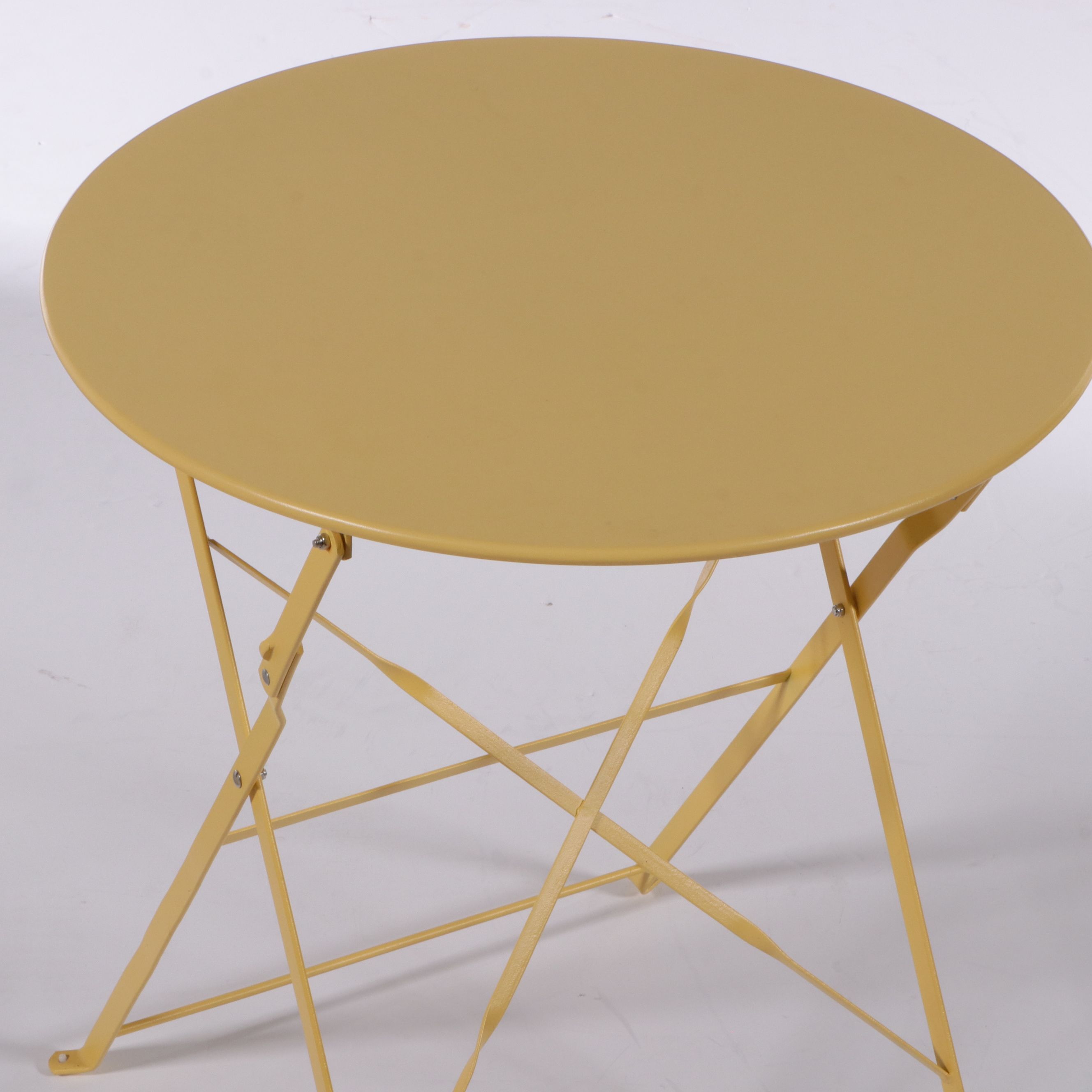 Yellow Powder Coated Metal Folding Bistro Table and Chairs