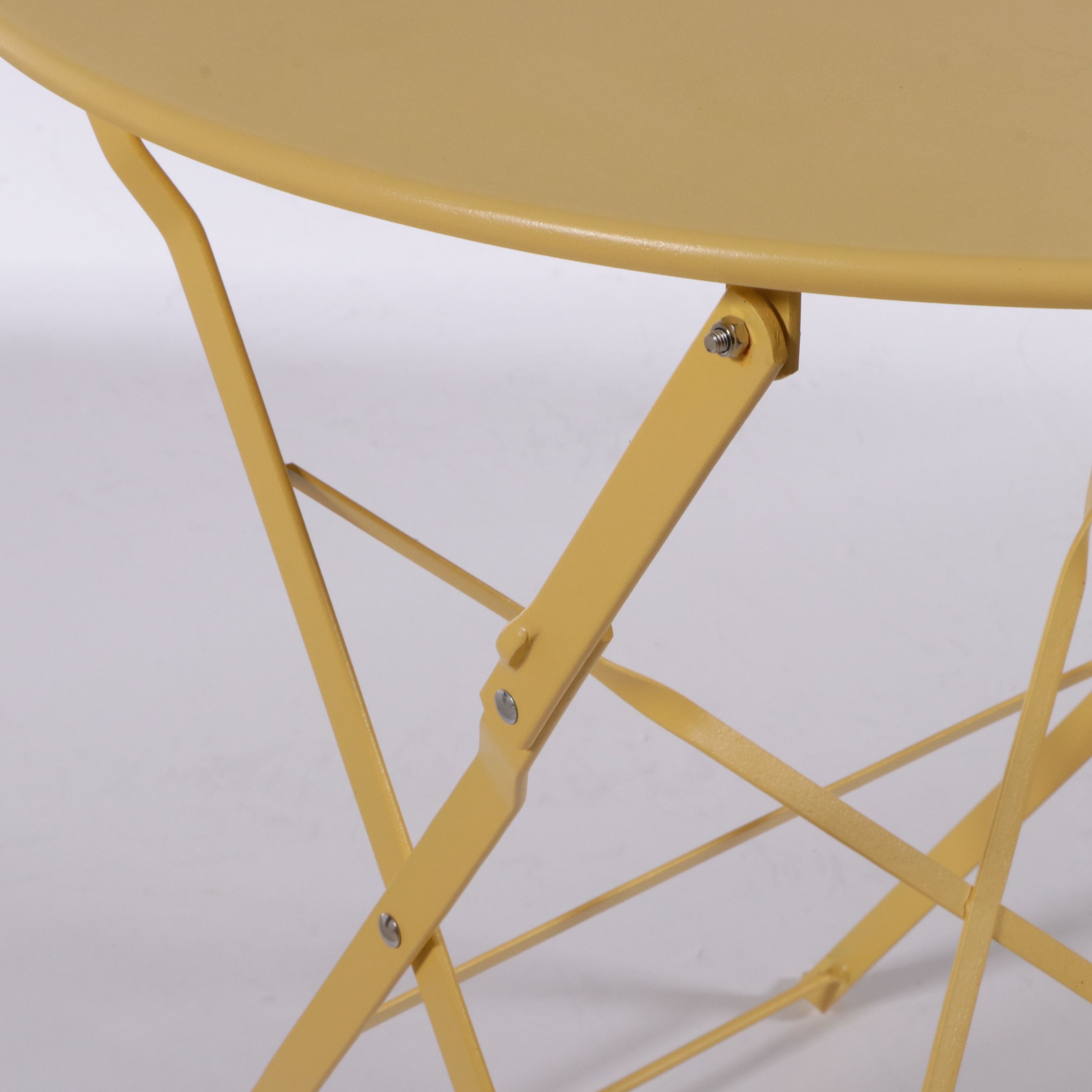 Yellow Powder Coated Metal Folding Bistro Table and Chairs