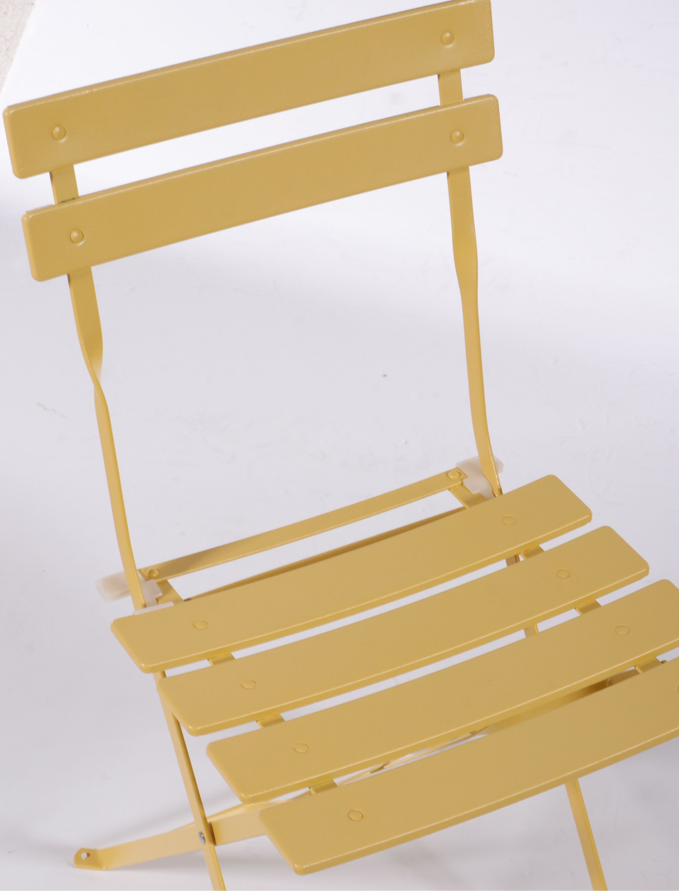 Yellow Powder Coated Metal Folding Bistro Table and Chairs