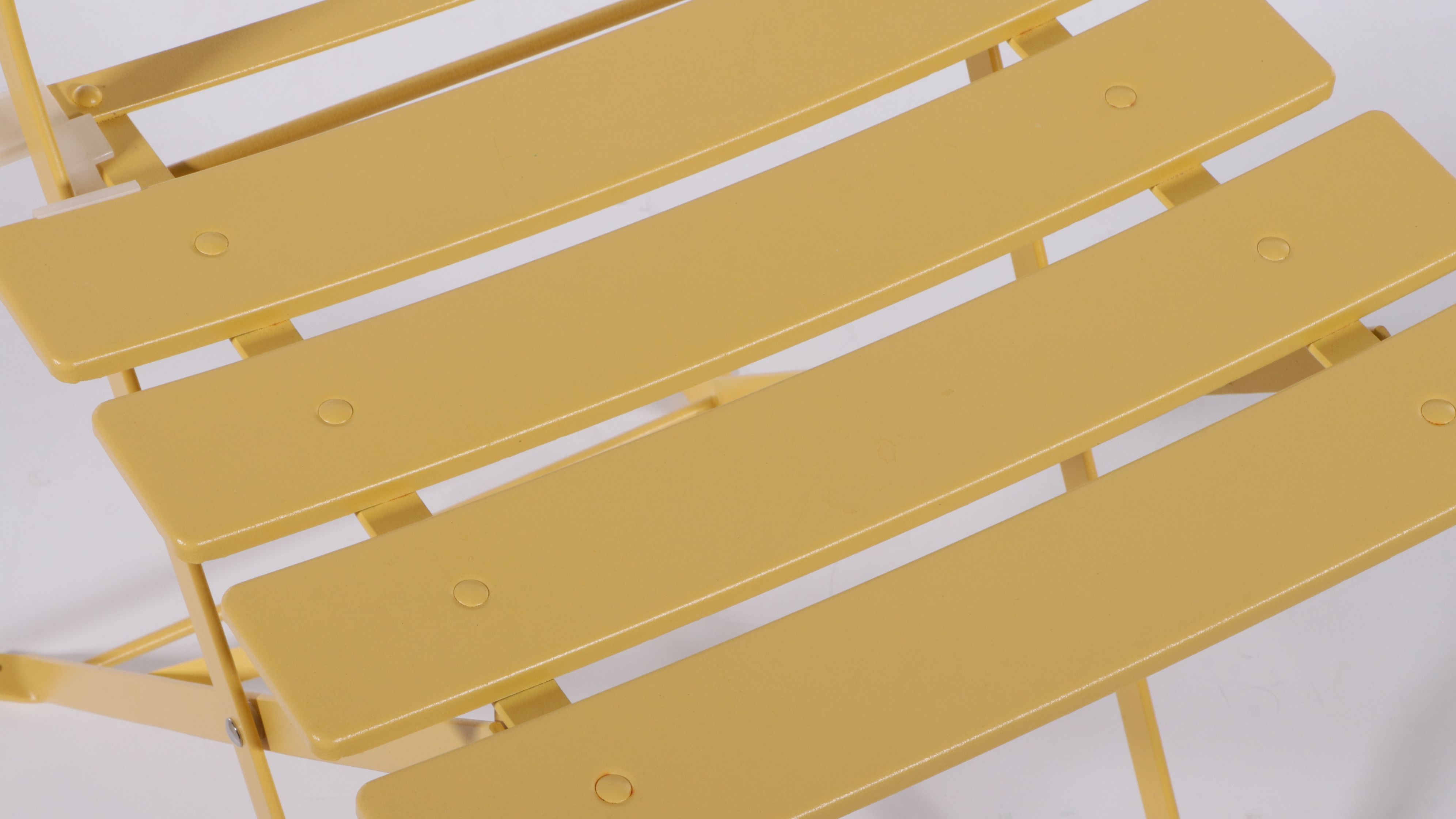 Yellow Powder Coated Metal Folding Bistro Table and Chairs