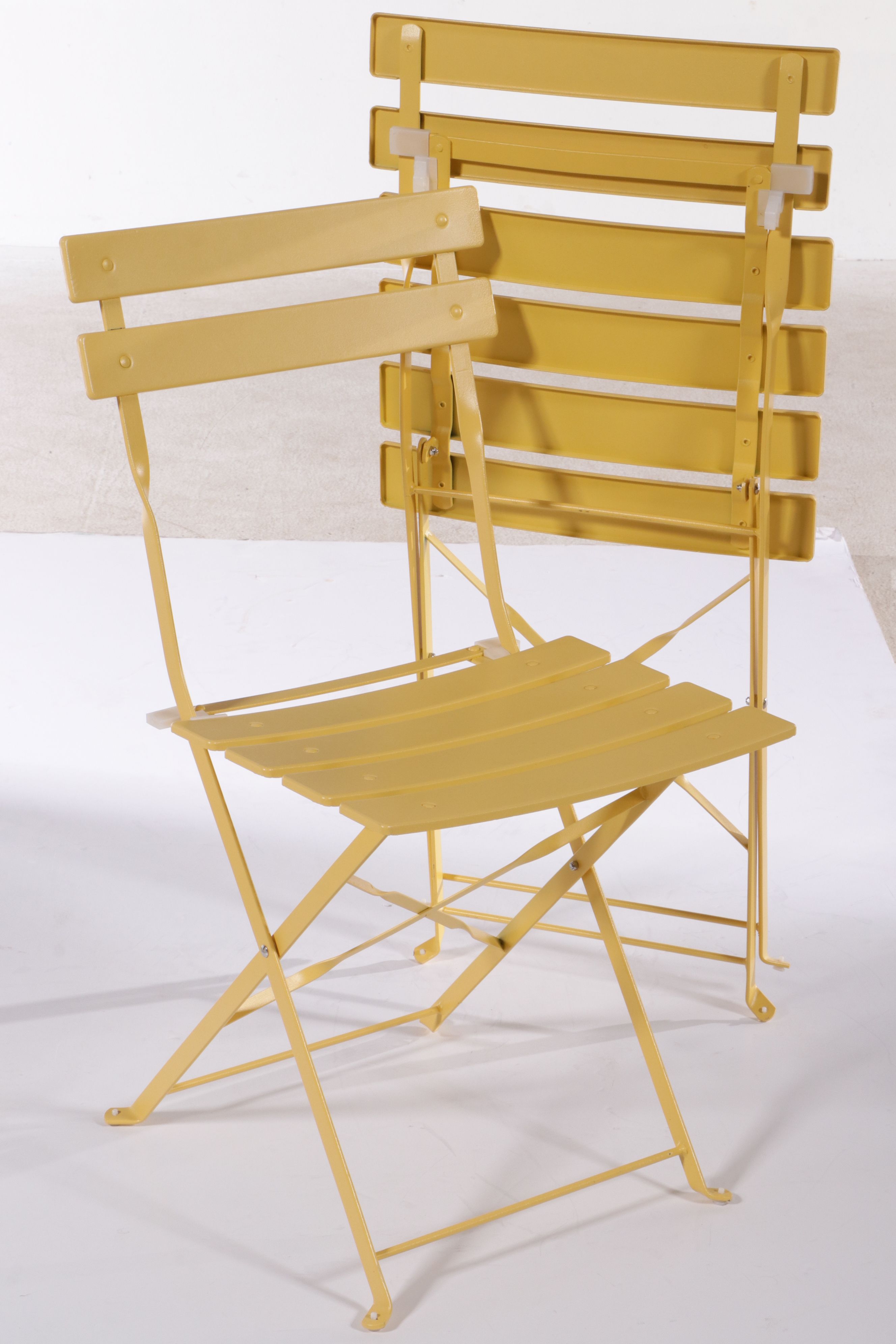 Yellow Powder Coated Metal Folding Bistro Table and Chairs