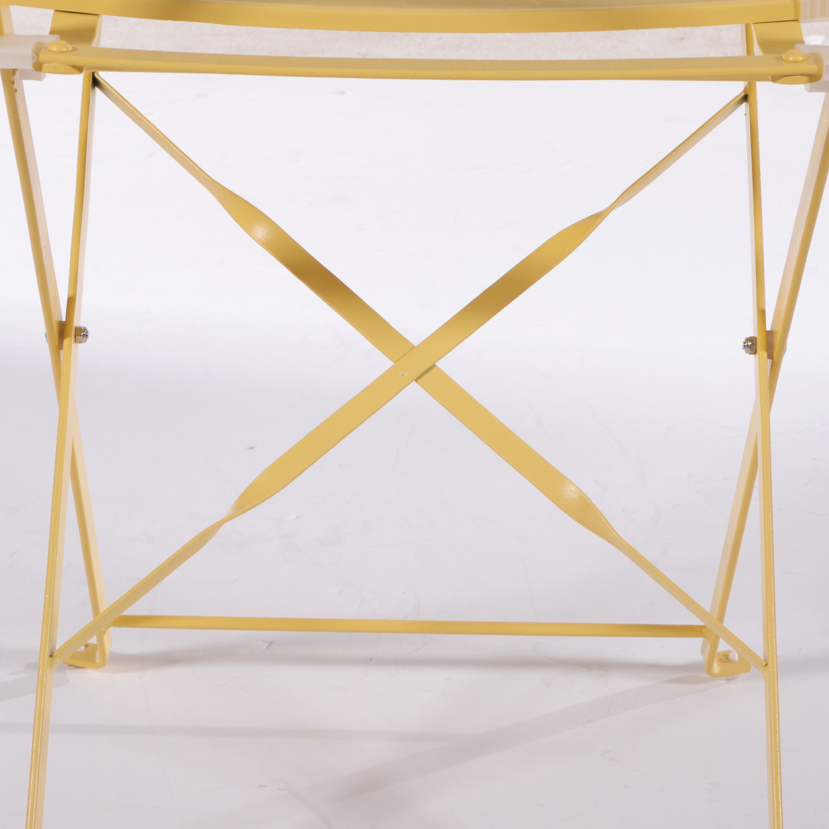 Yellow Powder Coated Metal Folding Bistro Table and Chairs
