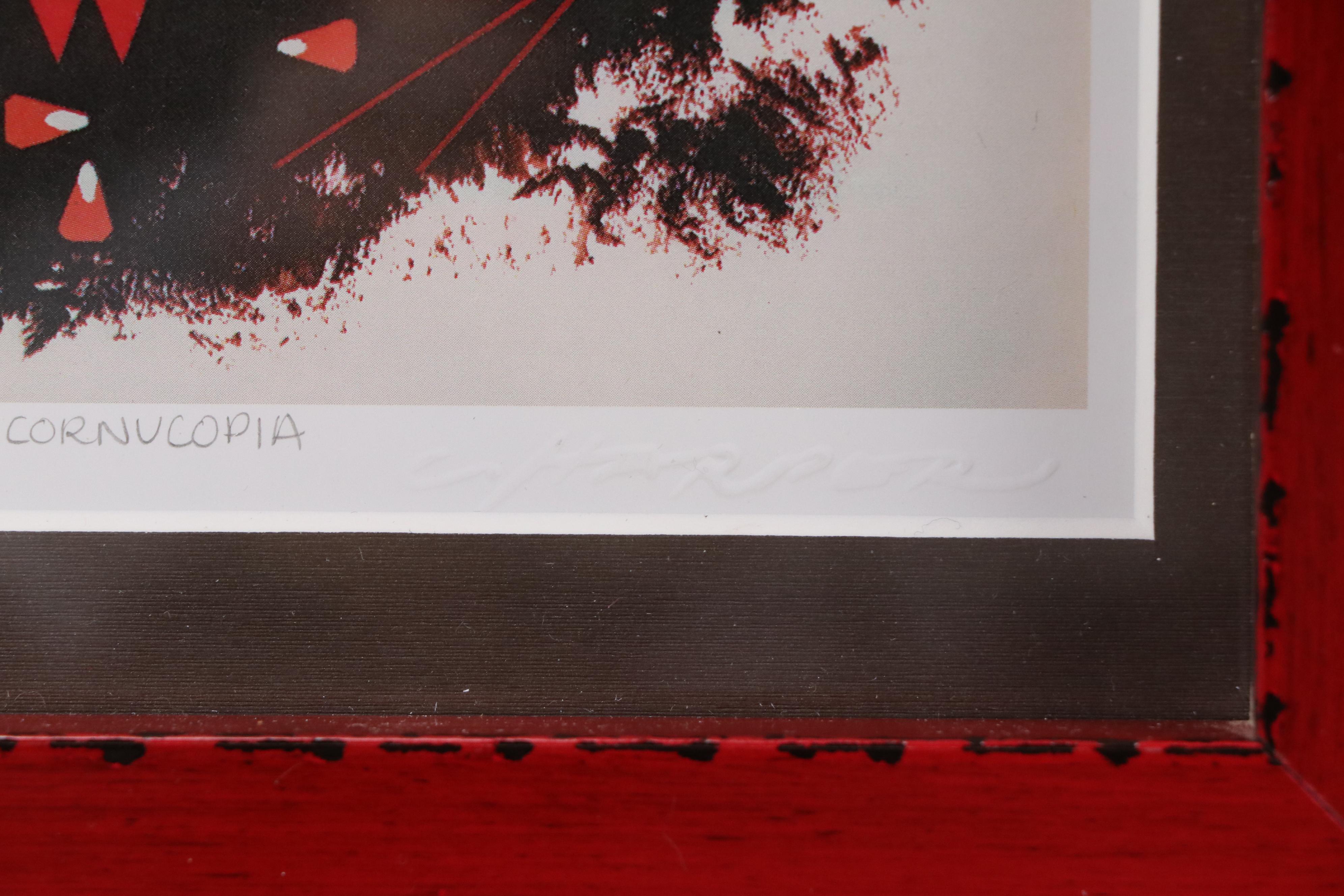 Charley Harper Offset Lithograph "Cardinal Cornucopia," Late 20th Century