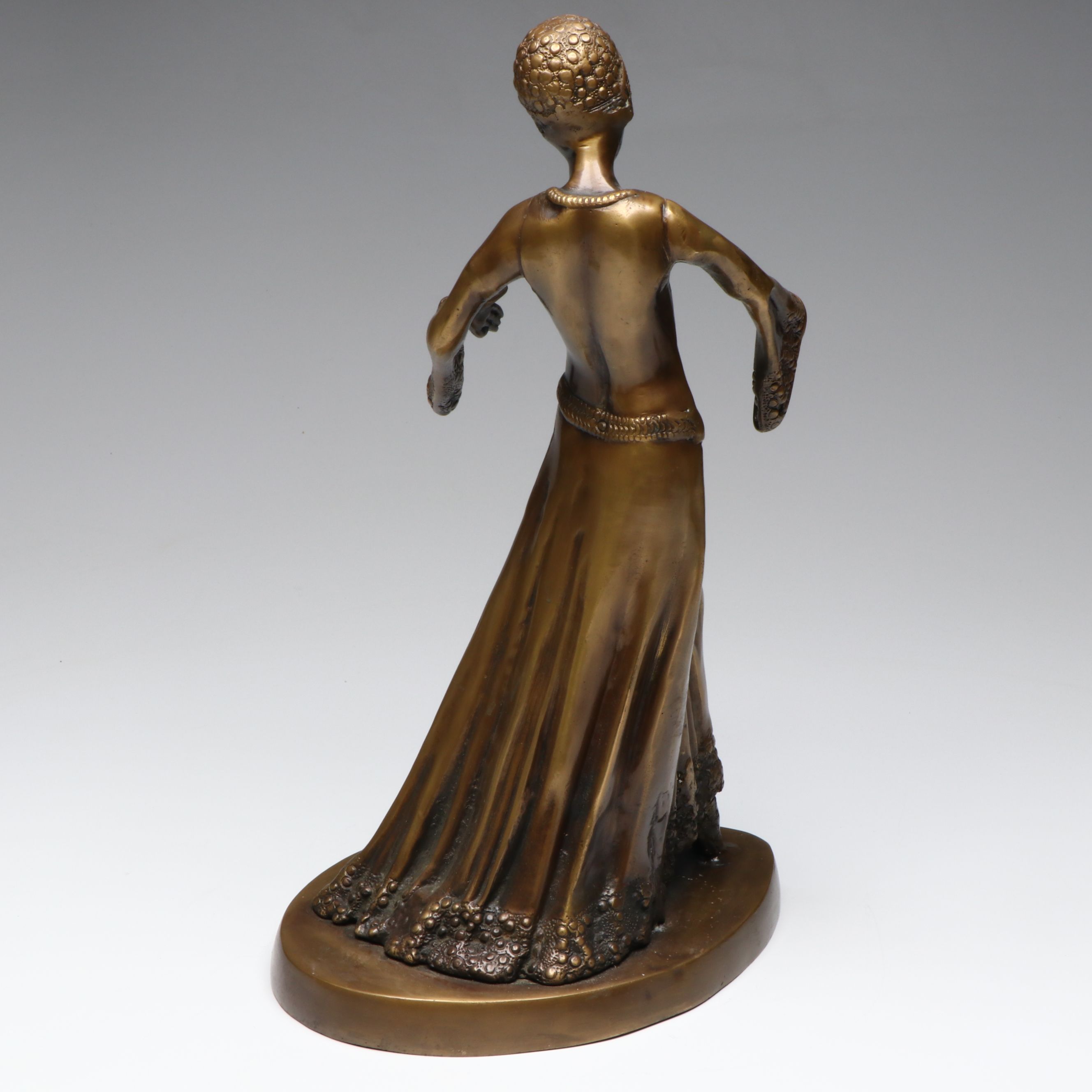 Bronze Medieval Woman Sculpture with Tug of War Pair of Bookends