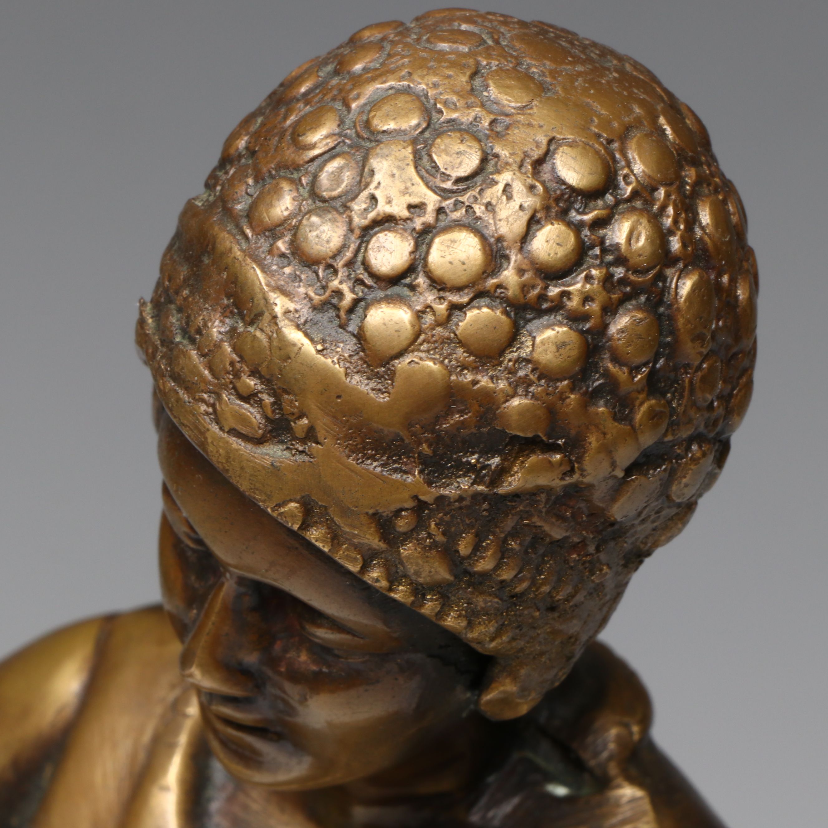 Bronze Medieval Woman Sculpture with Tug of War Pair of Bookends