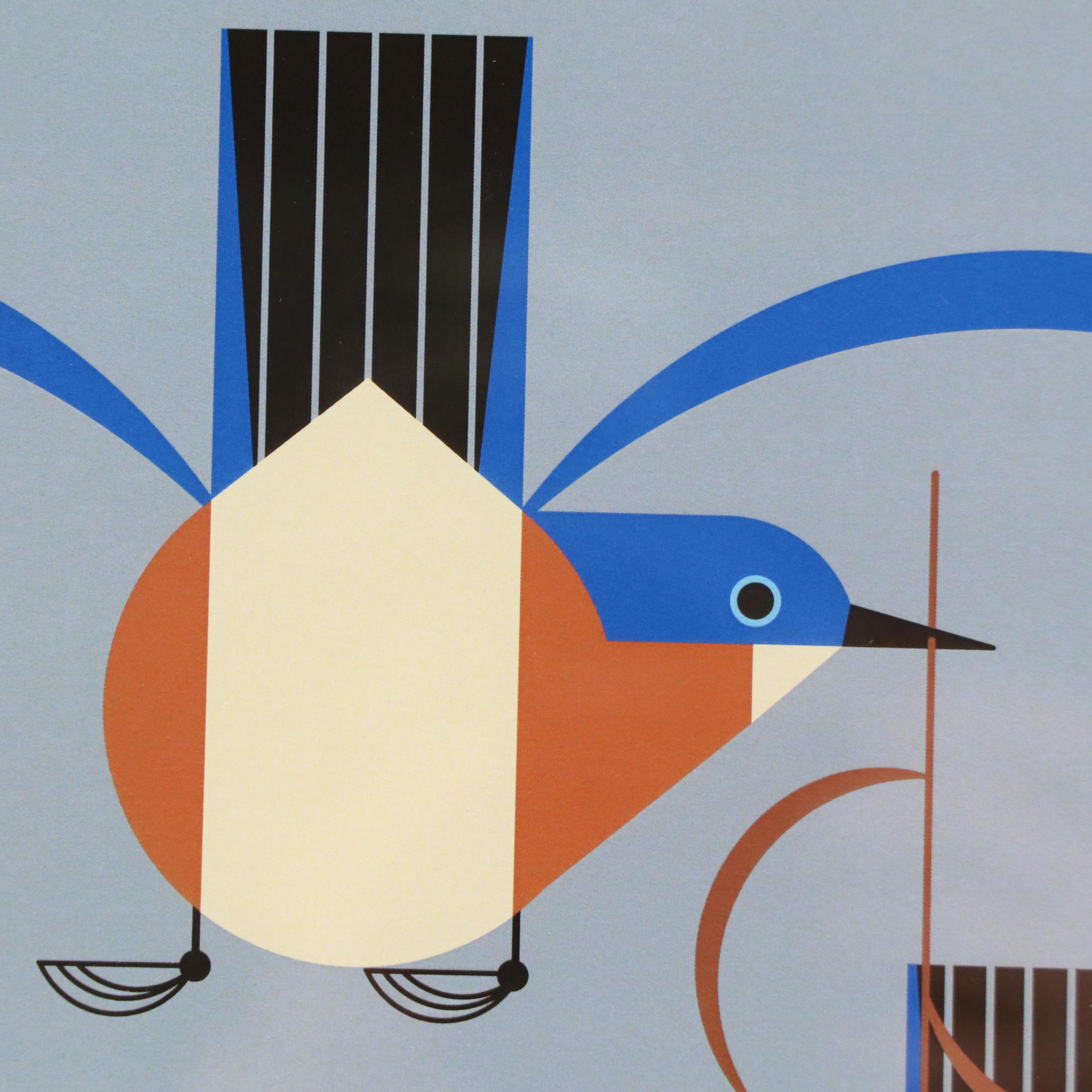 Charley Harper Offset Lithograph "Bluebird Bungalow," Late 20th Century