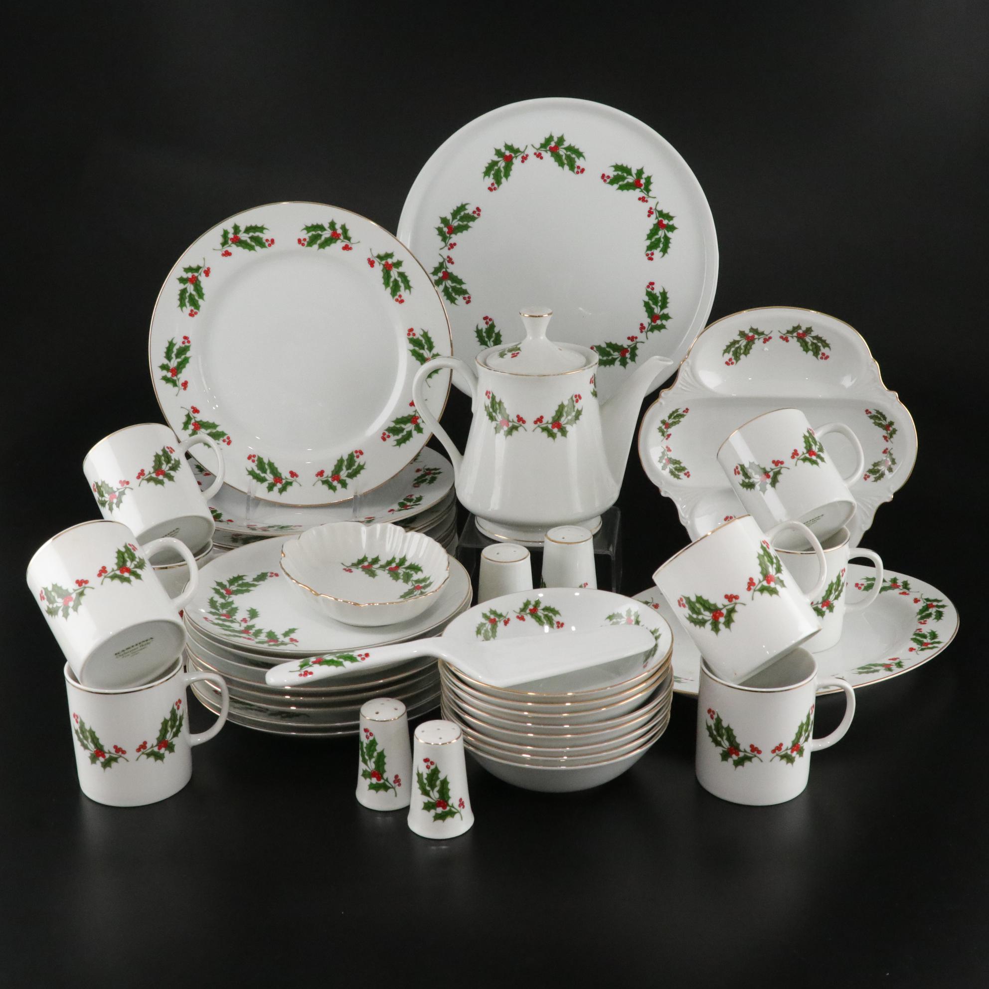 "Christmas Holly" Porcelain Dinner Service for Eight