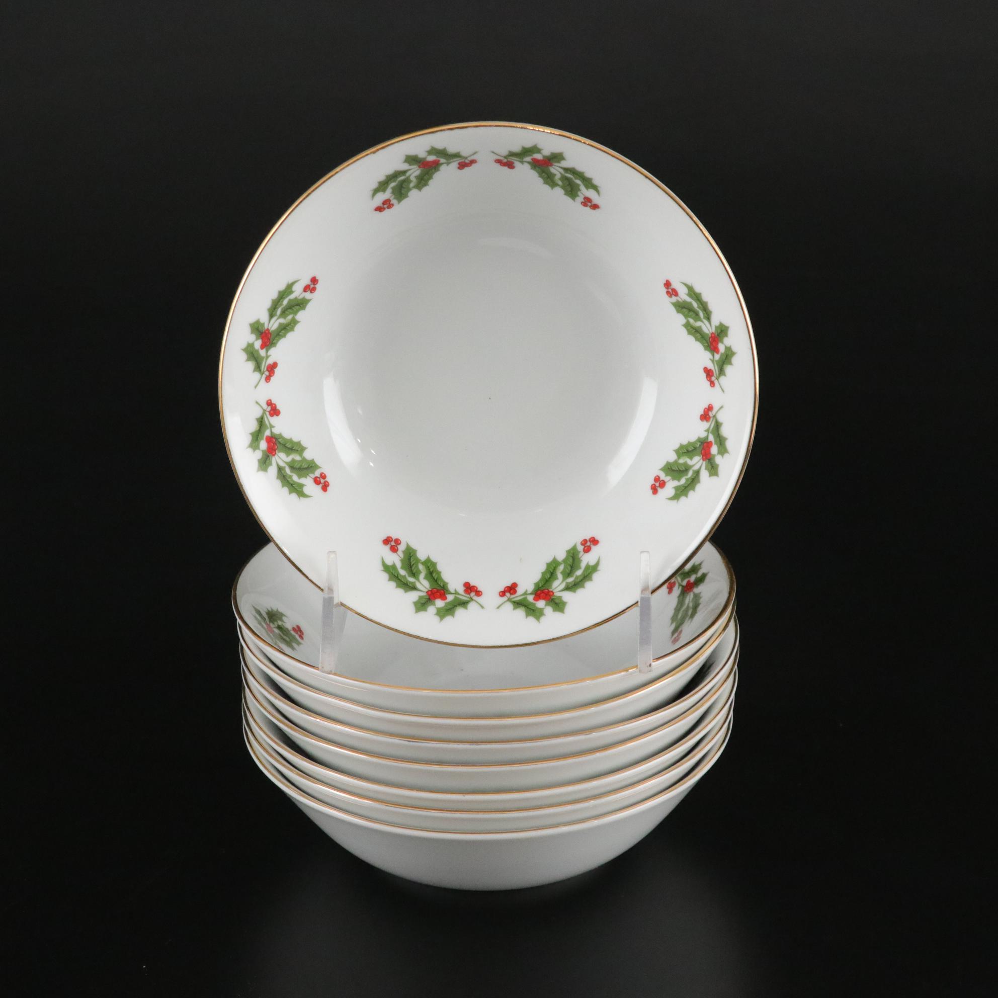 "Christmas Holly" Porcelain Dinner Service for Eight