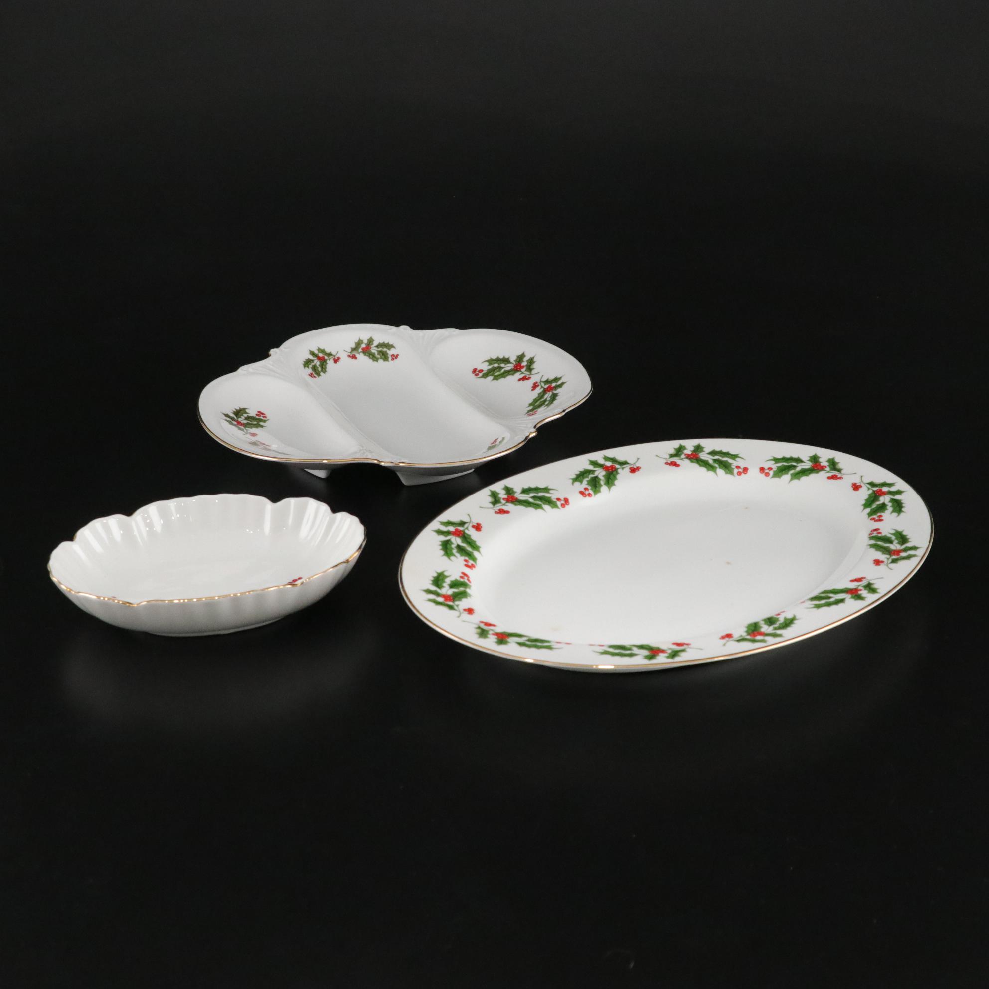 "Christmas Holly" Porcelain Dinner Service for Eight