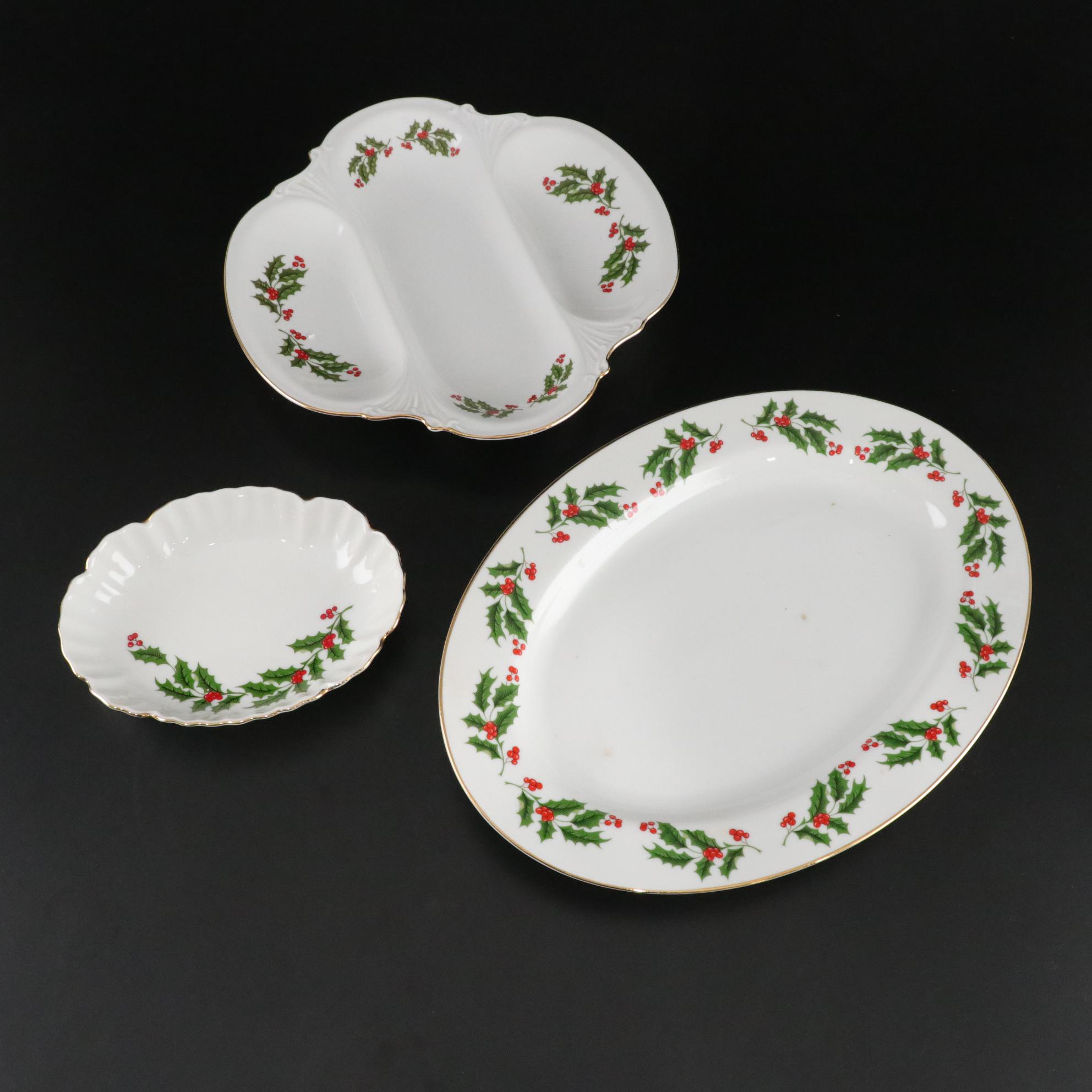 "Christmas Holly" Porcelain Dinner Service for Eight