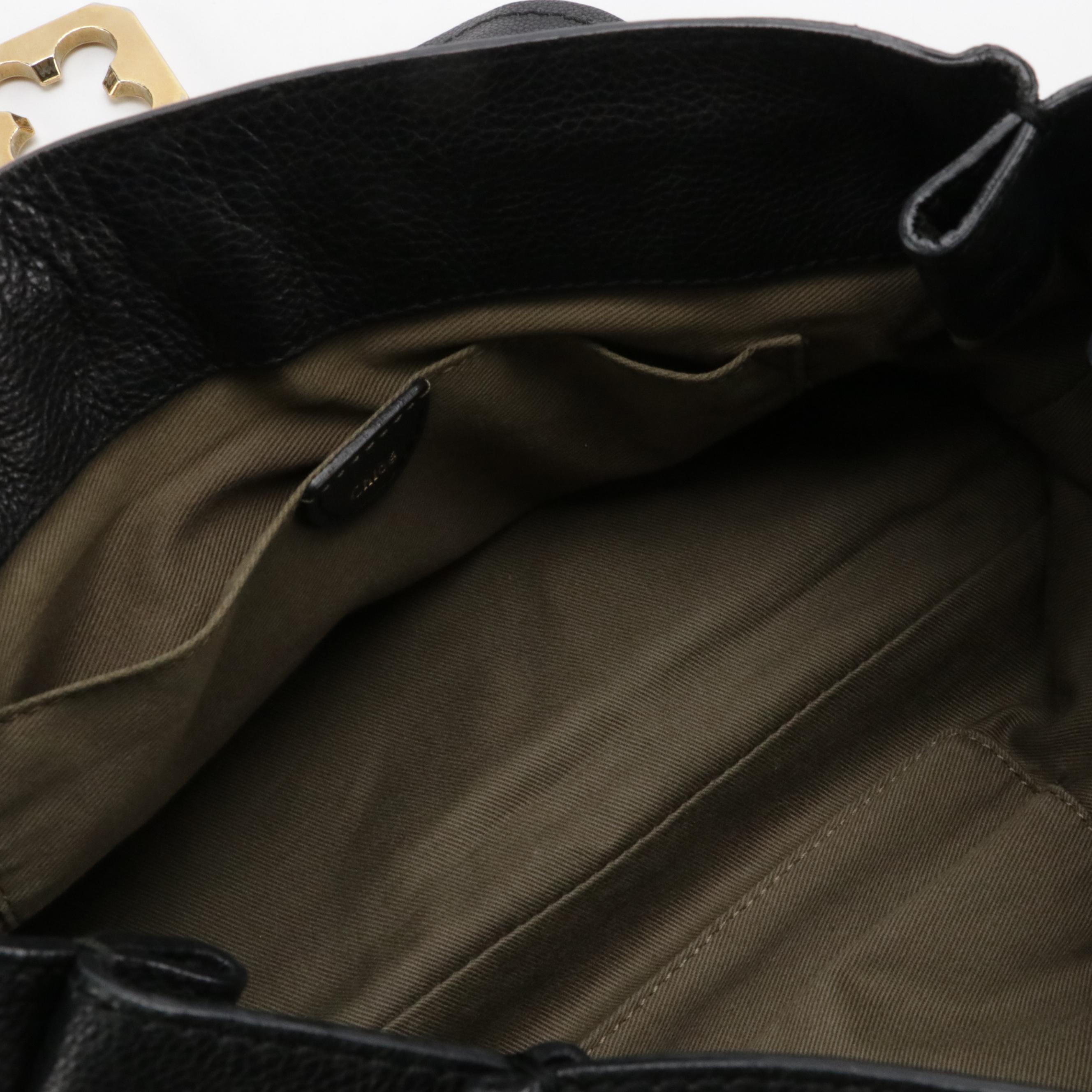 Chloé Elsie Two-Way Satchel in Black Grained Calfskin Leather