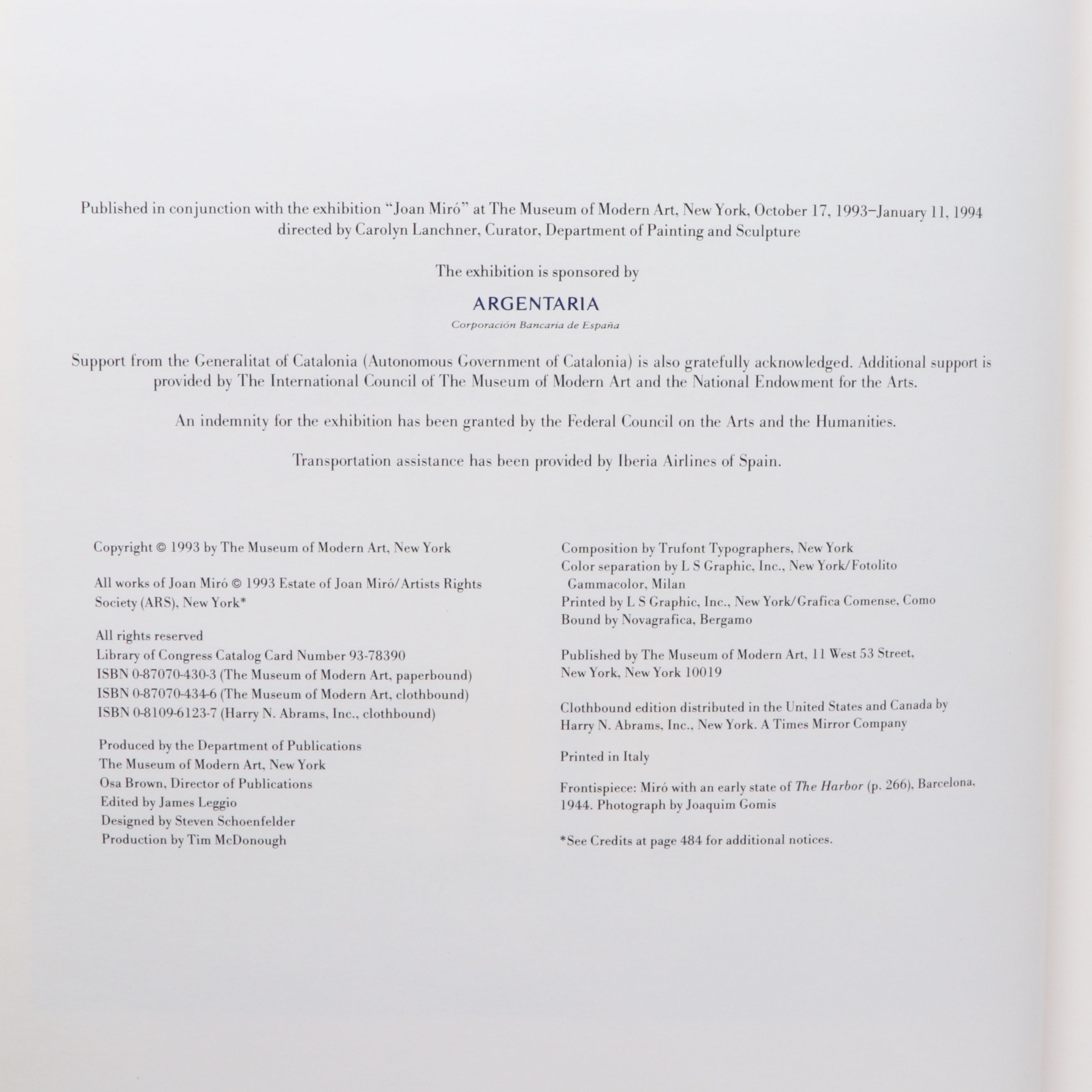 "Joan Miró" by Carolyn Lanchner, 1993