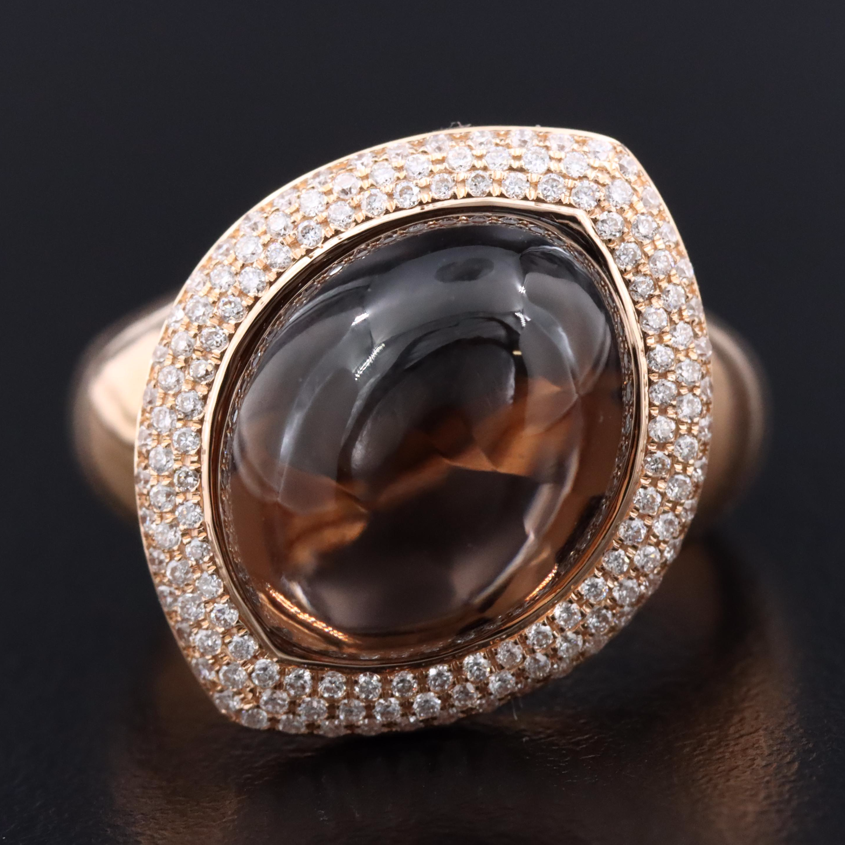 Bellarri 18K Rose Gold Smoky Quartz and Diamond Ring