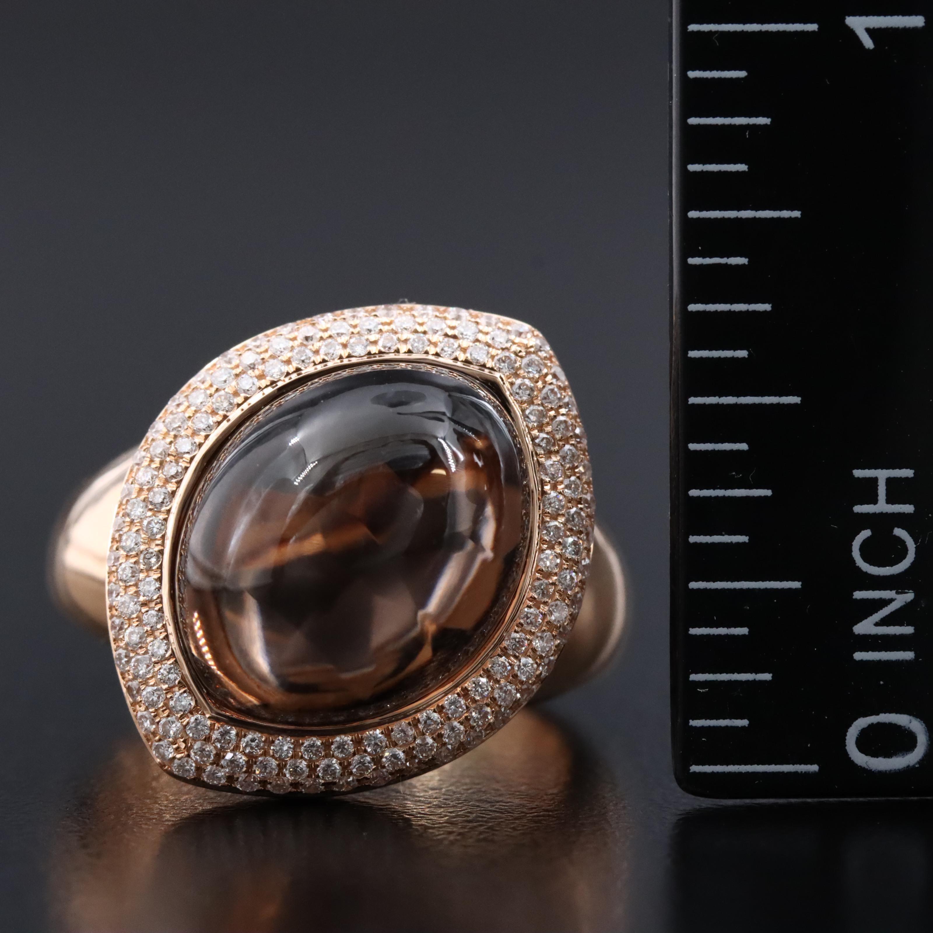 Bellarri 18K Rose Gold Smoky Quartz and Diamond Ring