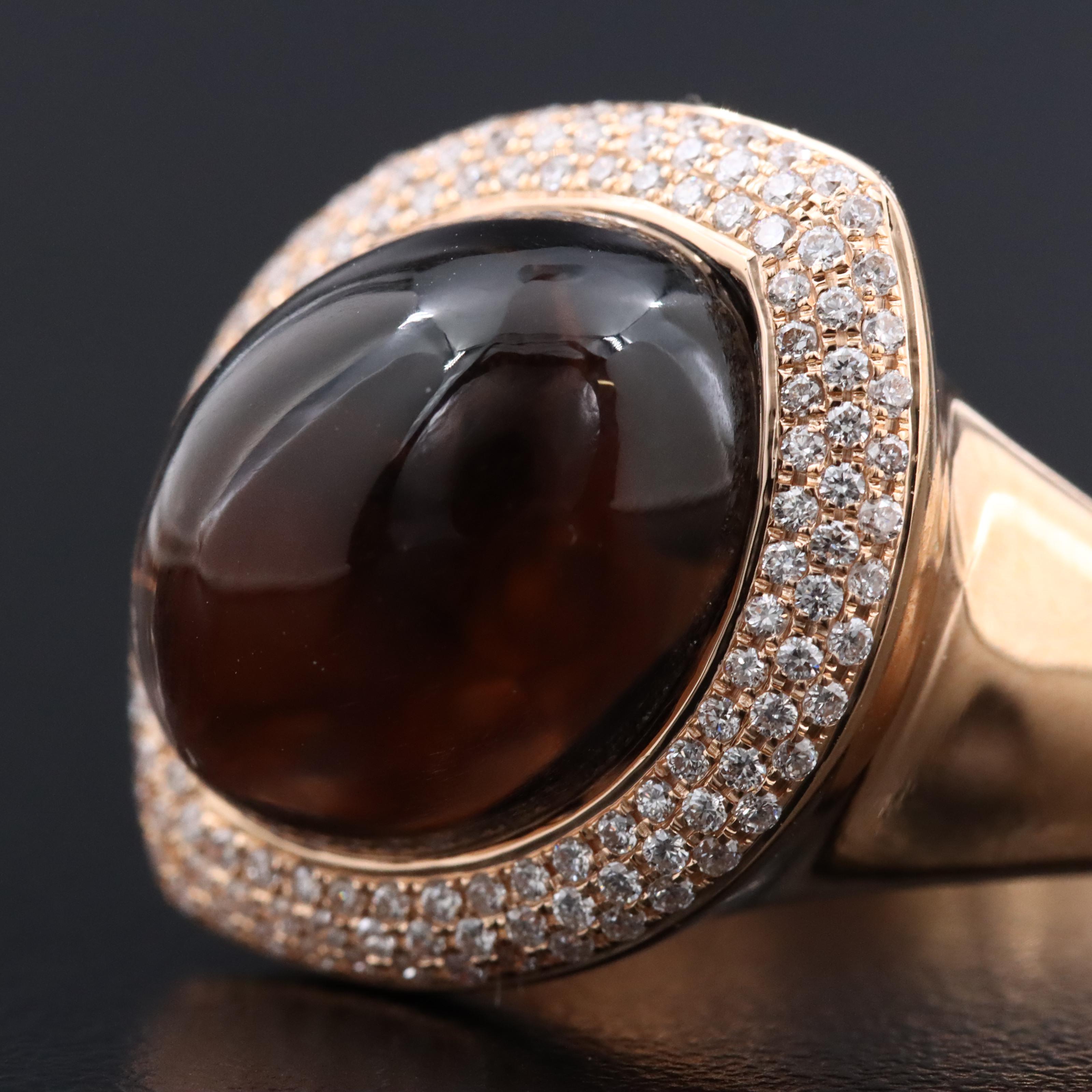 Bellarri 18K Rose Gold Smoky Quartz and Diamond Ring