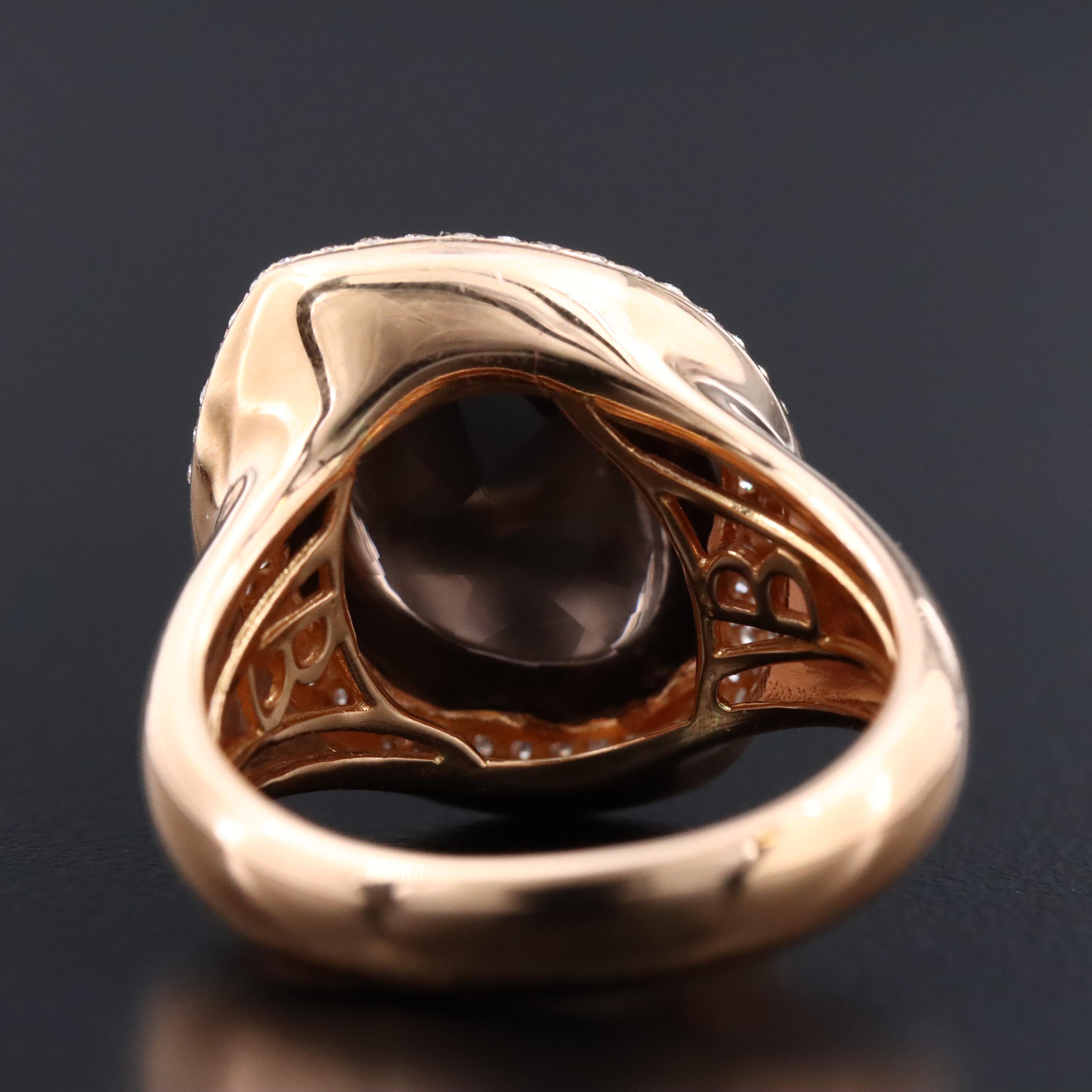 Bellarri 18K Rose Gold Smoky Quartz and Diamond Ring