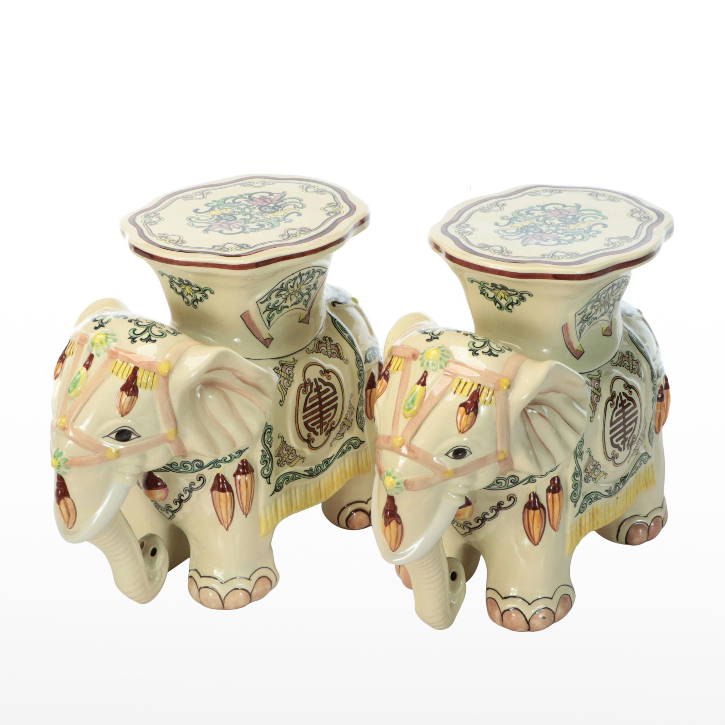 Ceramic Elephant Floor Stands