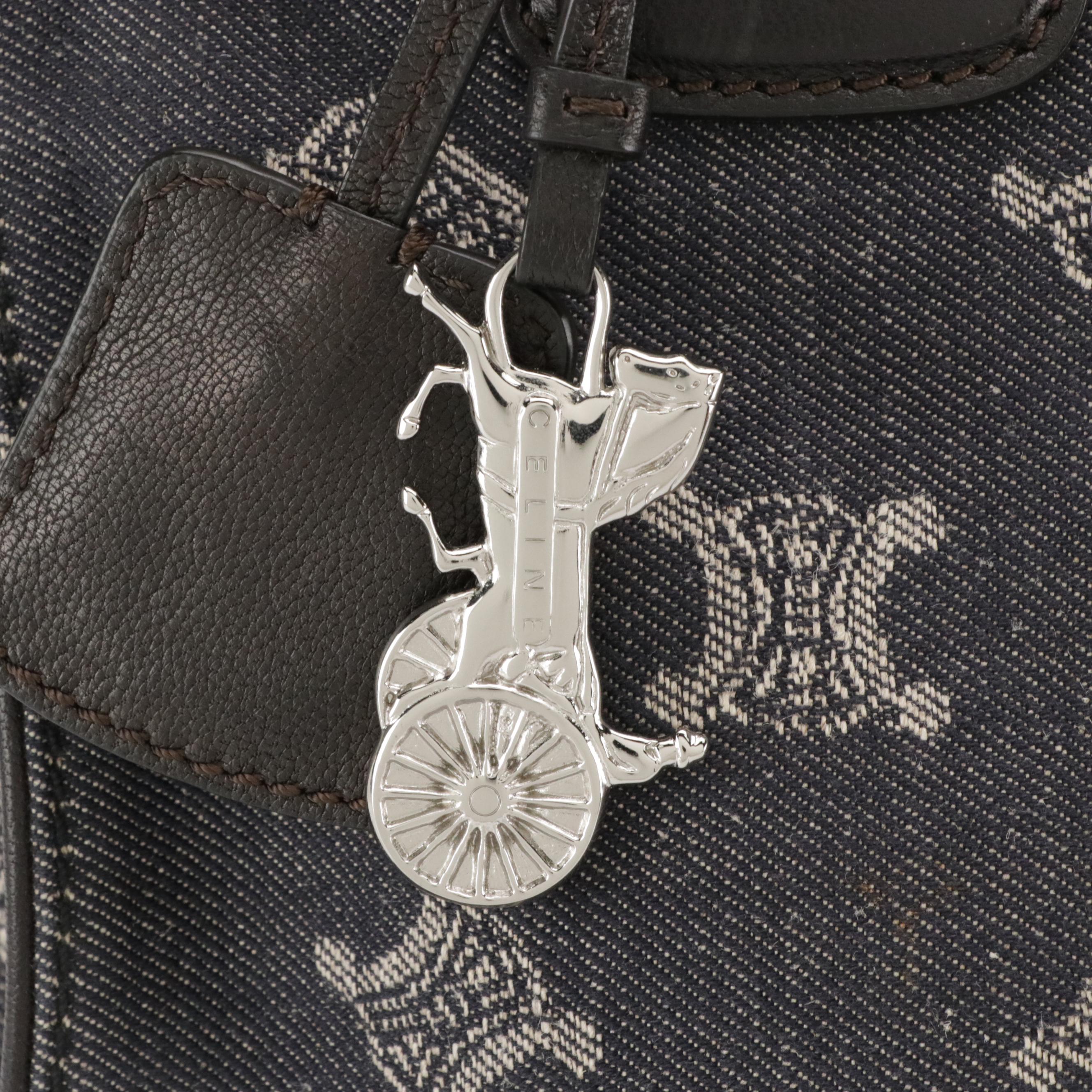 Celine Vertical Two-Way Tote in Triomphe Denim and Black Leather Trim