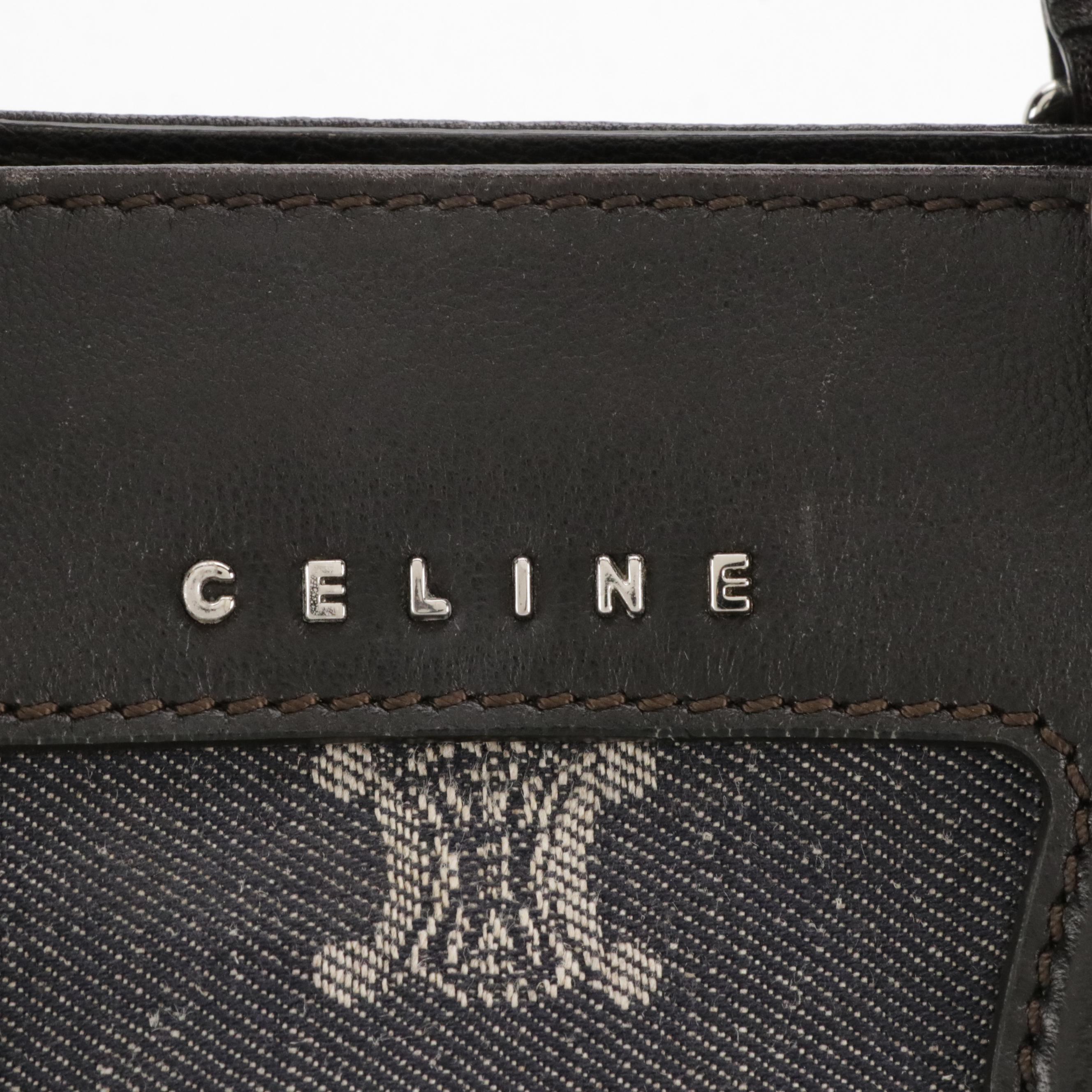 Celine Vertical Two-Way Tote in Triomphe Denim and Black Leather Trim