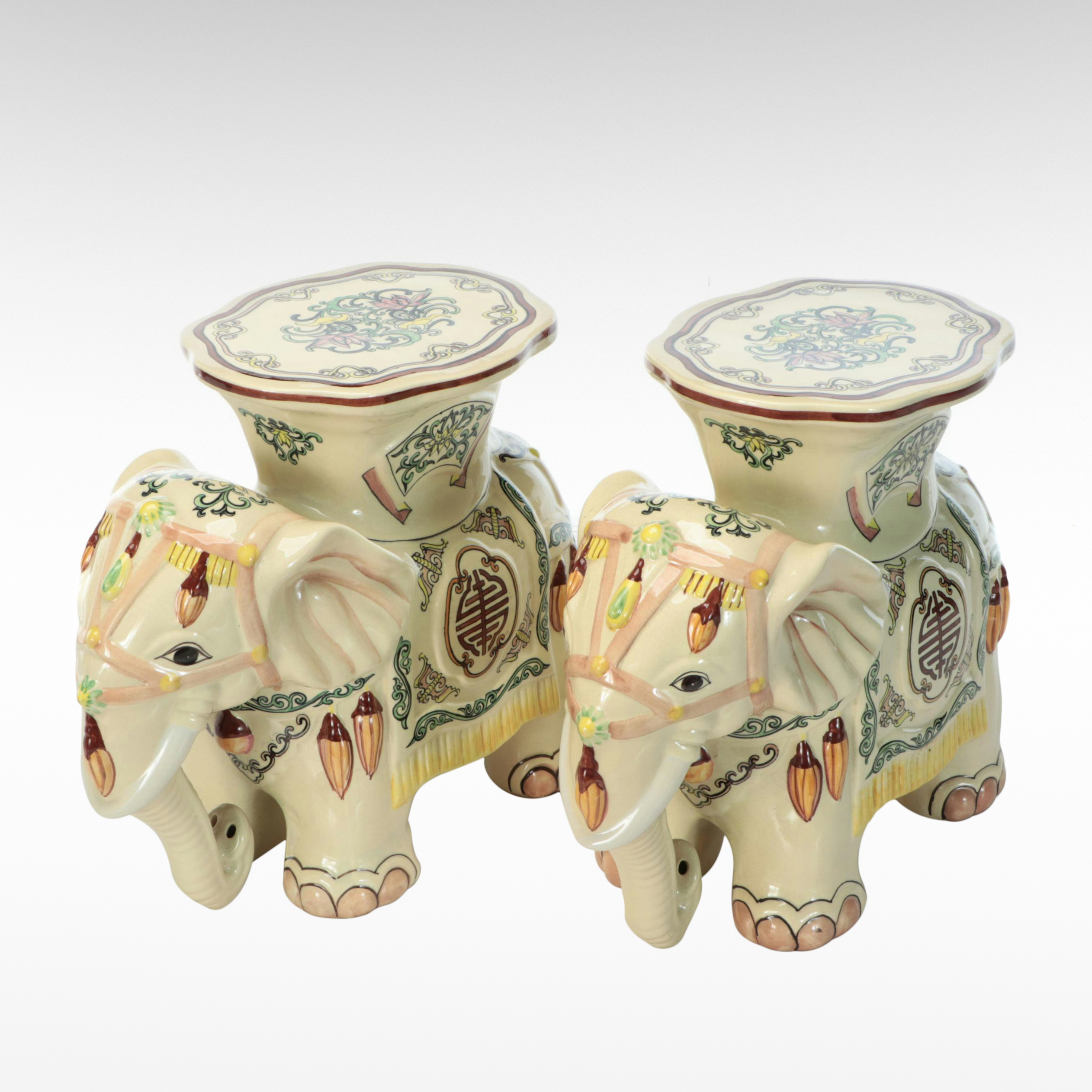 Ceramic Elephant Floor Stands