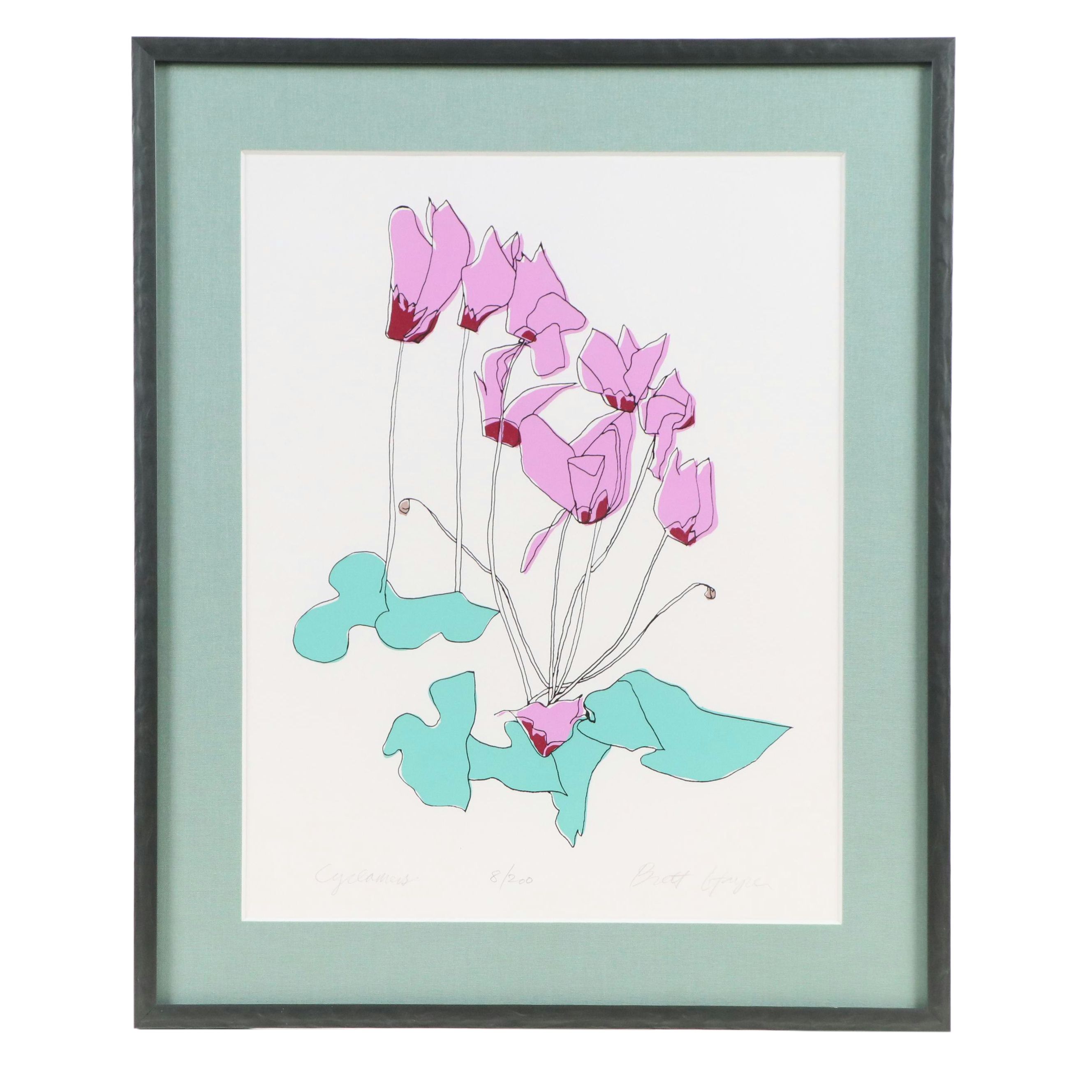 Brett Harper Screenprint "Cyclamens," 21st Century