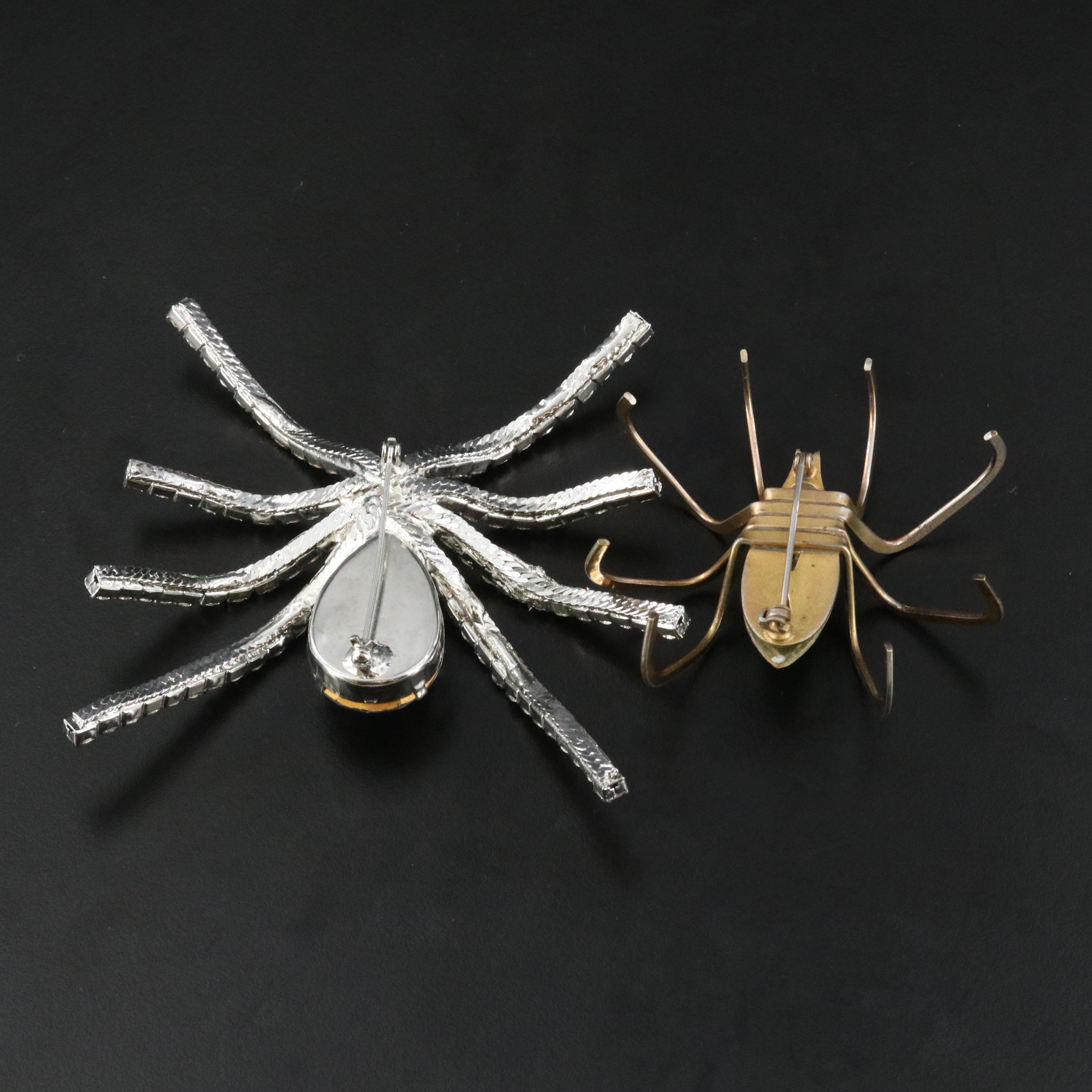 Spider Brooches Including Rhinestones